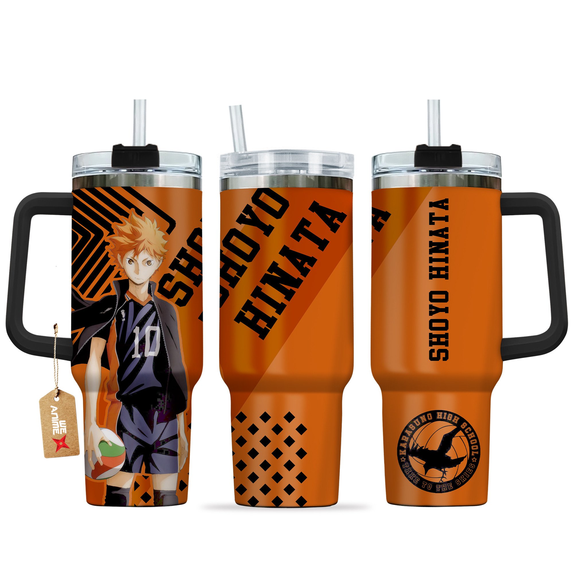 Hydratemerch Shoyo Hinata Haikyu!! Anime Custom Stanley Quencher 40oz Stainless Steel Tumbler With Handle