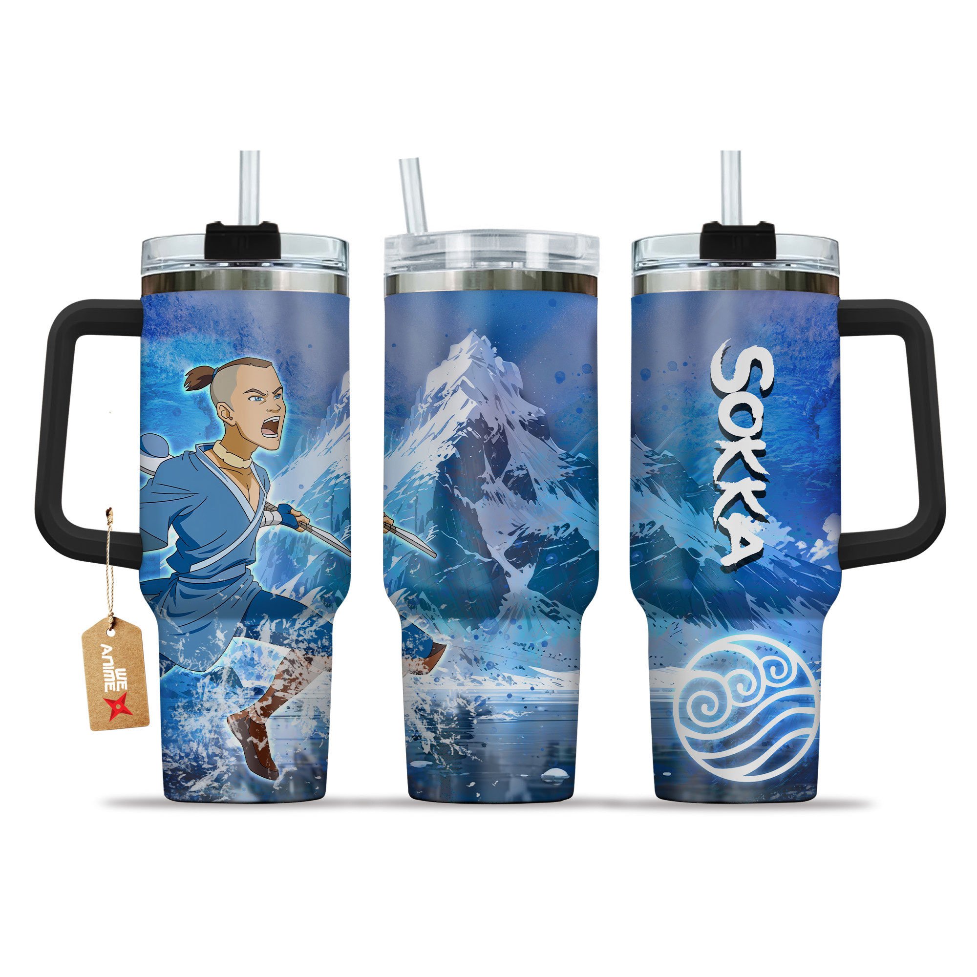 Hydratemerch Sokka Avatar Anime Custom Stanley Quencher 40oz Stainless Steel Tumbler With Handle