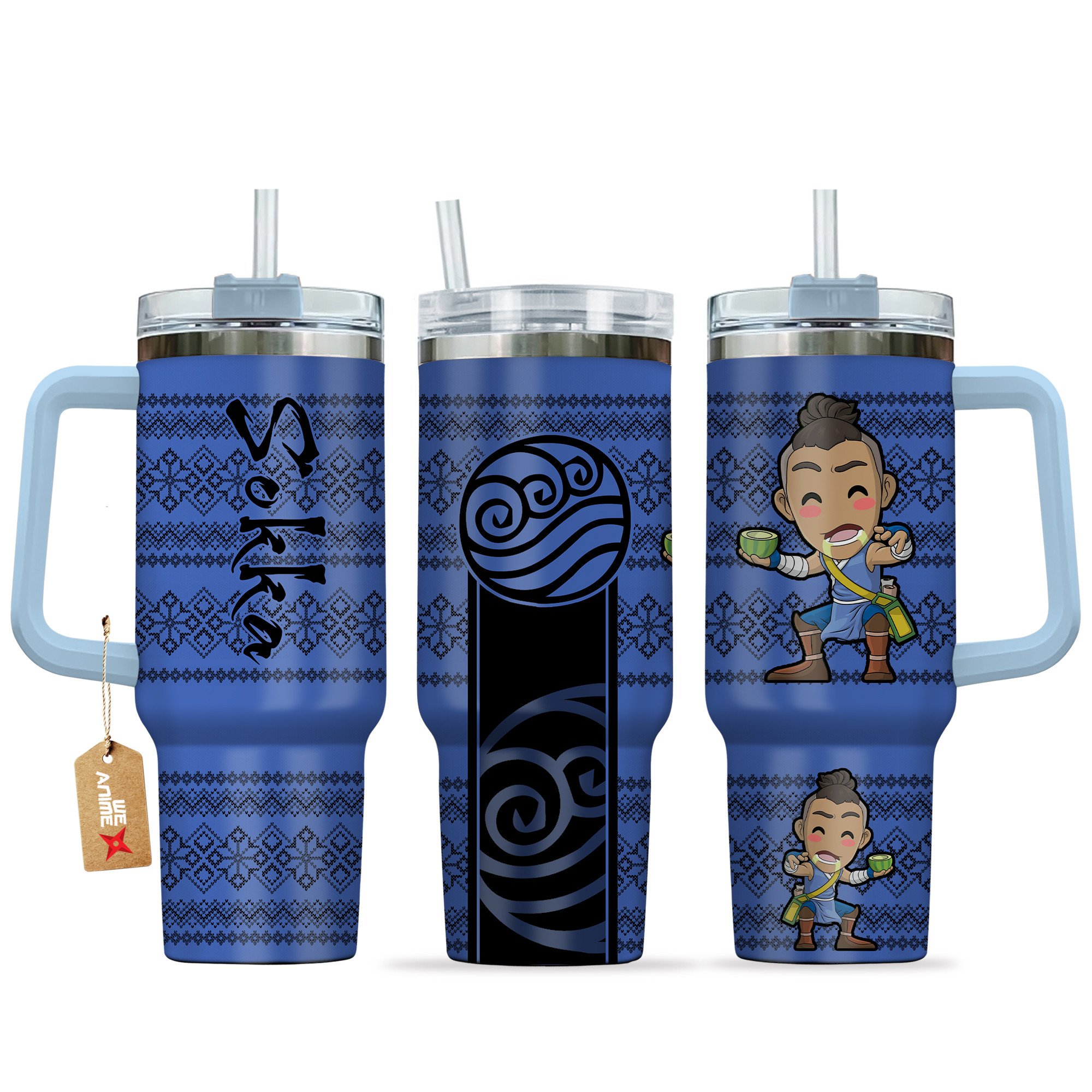 Hydratemerch Sokka Avatar Anime Custom Stanley Quencher 40oz Stainless Steel Tumbler With Handle