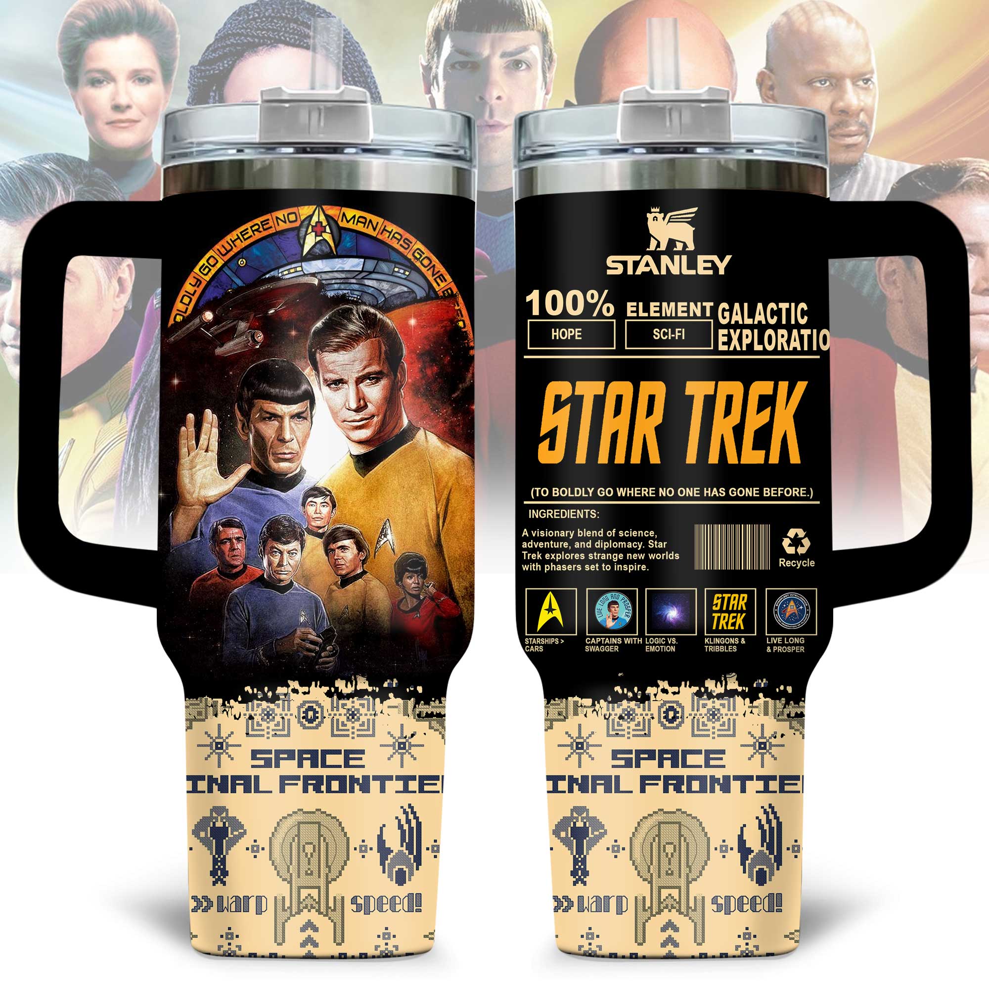 Hydratemerch Star Trek Movies Custom Stanley Quencher 40oz Stainless Steel Tumbler With Handle