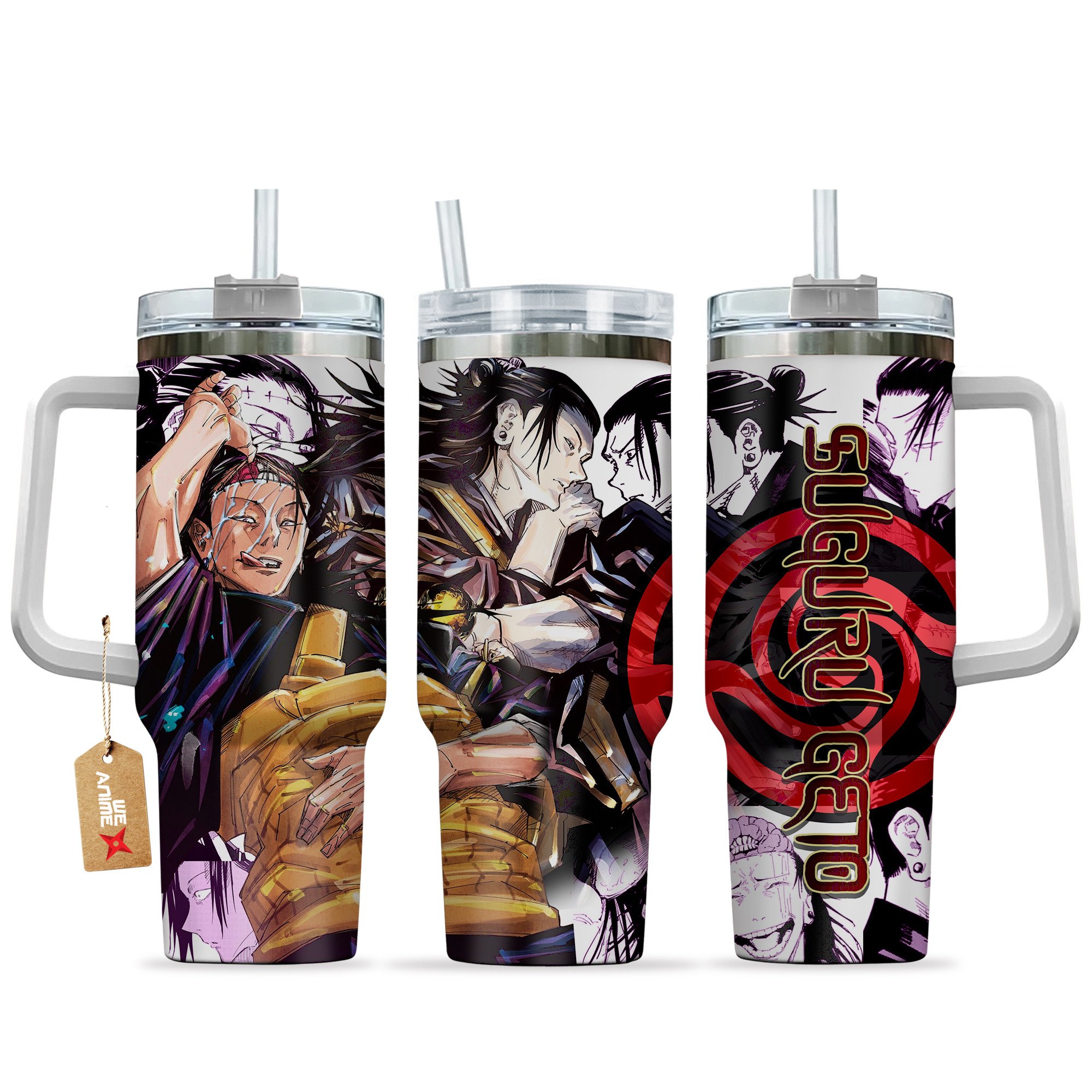 Hydratemerch Suguru Geto Jujutsu Kaisen Anime Custom Stanley Quencher 40oz Stainless Steel Tumbler With Handle