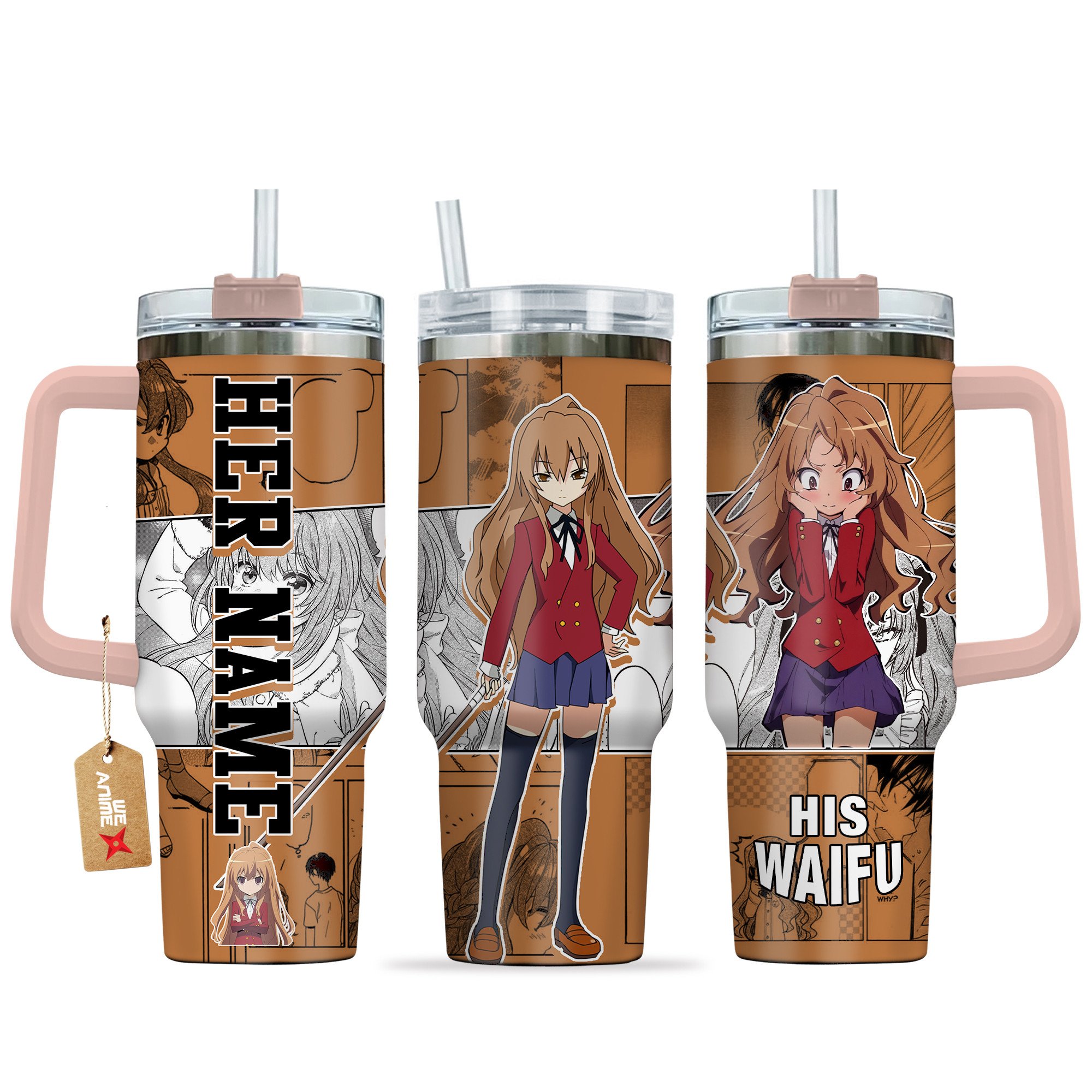 Hydratemerch Taiga Aisaka Toradora Anime Custom Stanley Quencher 40oz Stainless Steel Tumbler With Handle