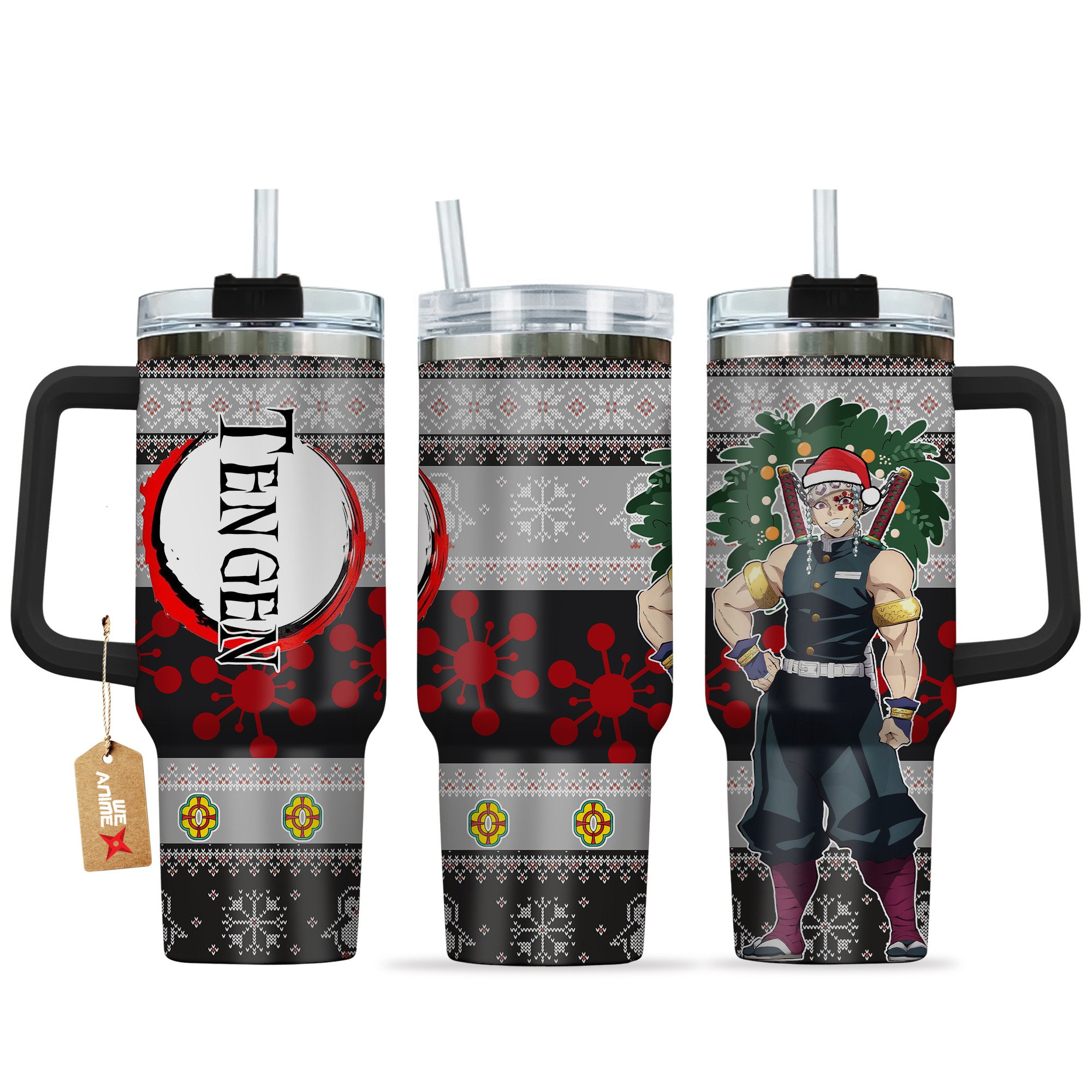 Hydratemerch Tengen Uzui Demon Slayer Anime Custom Stanley Quencher 40oz Stainless Steel Tumbler With Handle