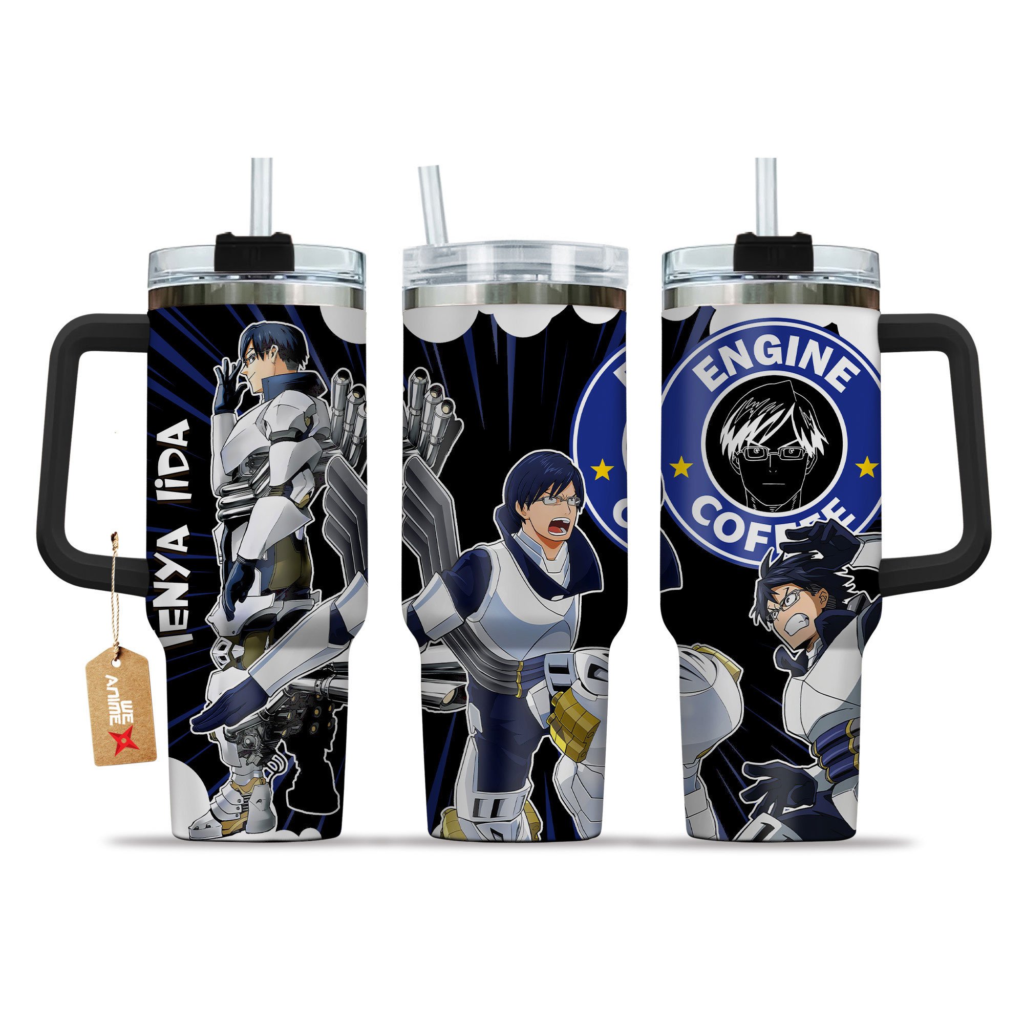 Hydratemerch Tenya Ida My Hero Academia Anime Custom Stanley Quencher 40oz Stainless Steel Tumbler With Handle
