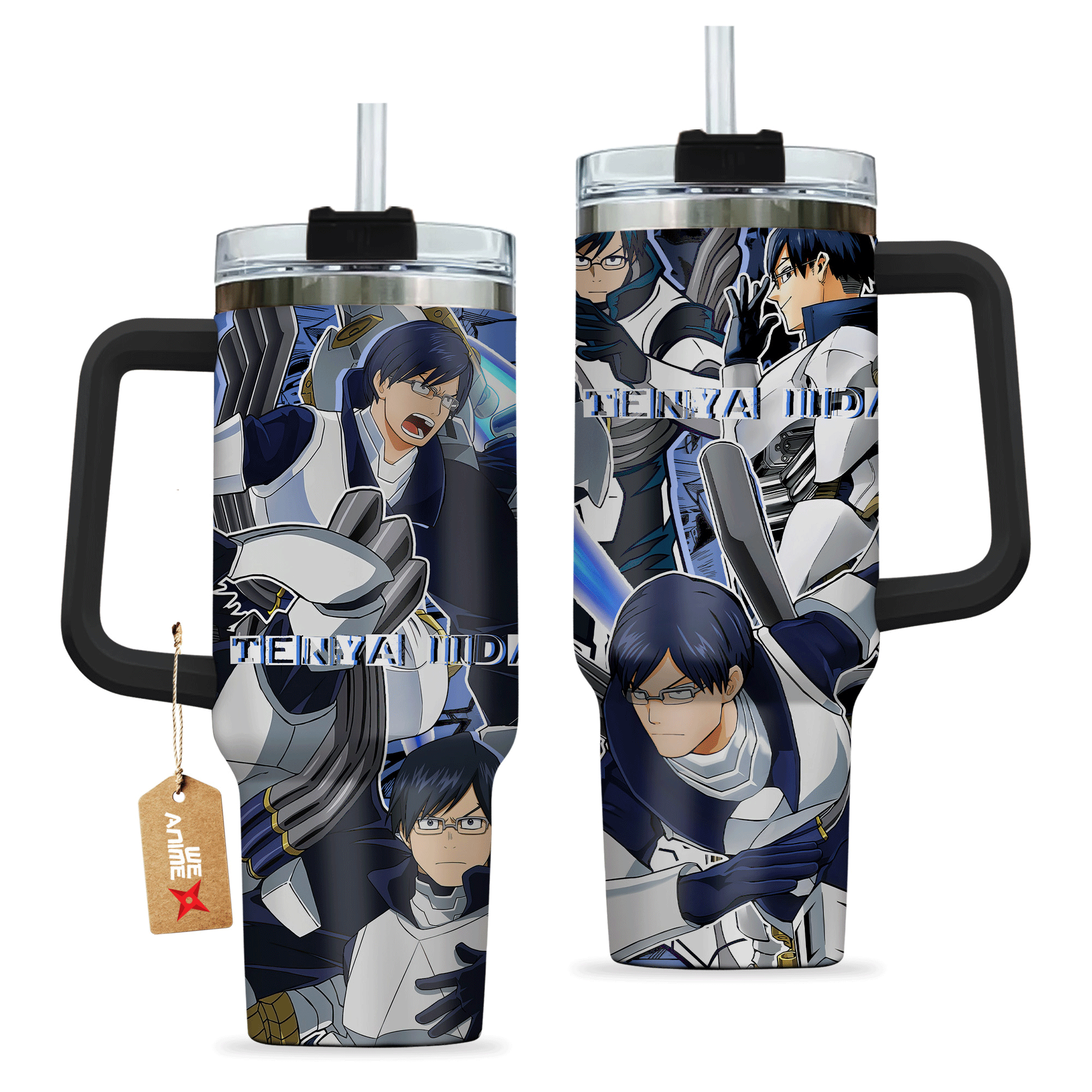Hydratemerch Tenya Iida My Hero Academia Anime Custom Stanley Quencher 40oz Stainless Steel Tumbler With Handle
