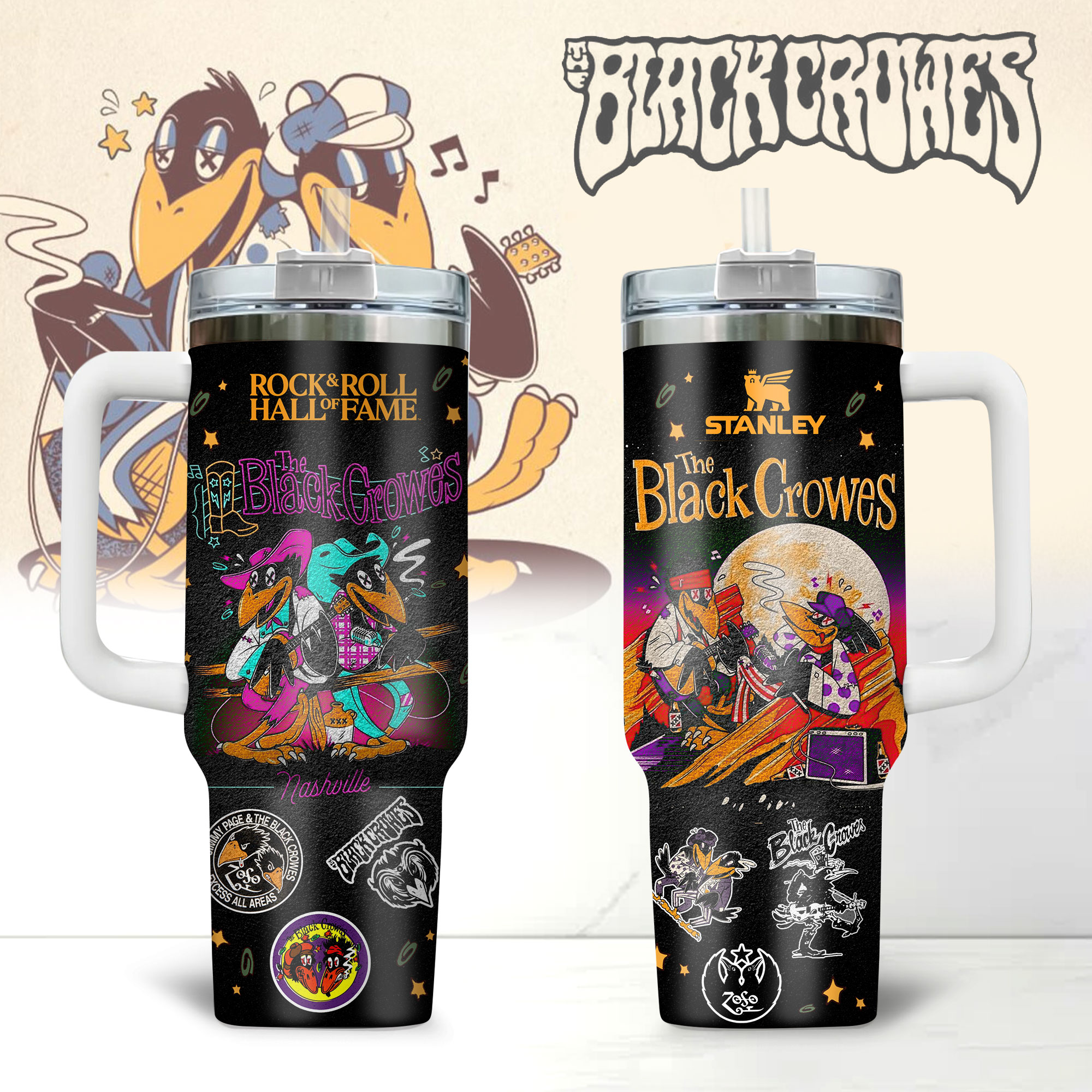 Hydratemerch The Black Crowes Music Custom Stanley Quencher 40oz Stainless Steel Tumbler With Handle