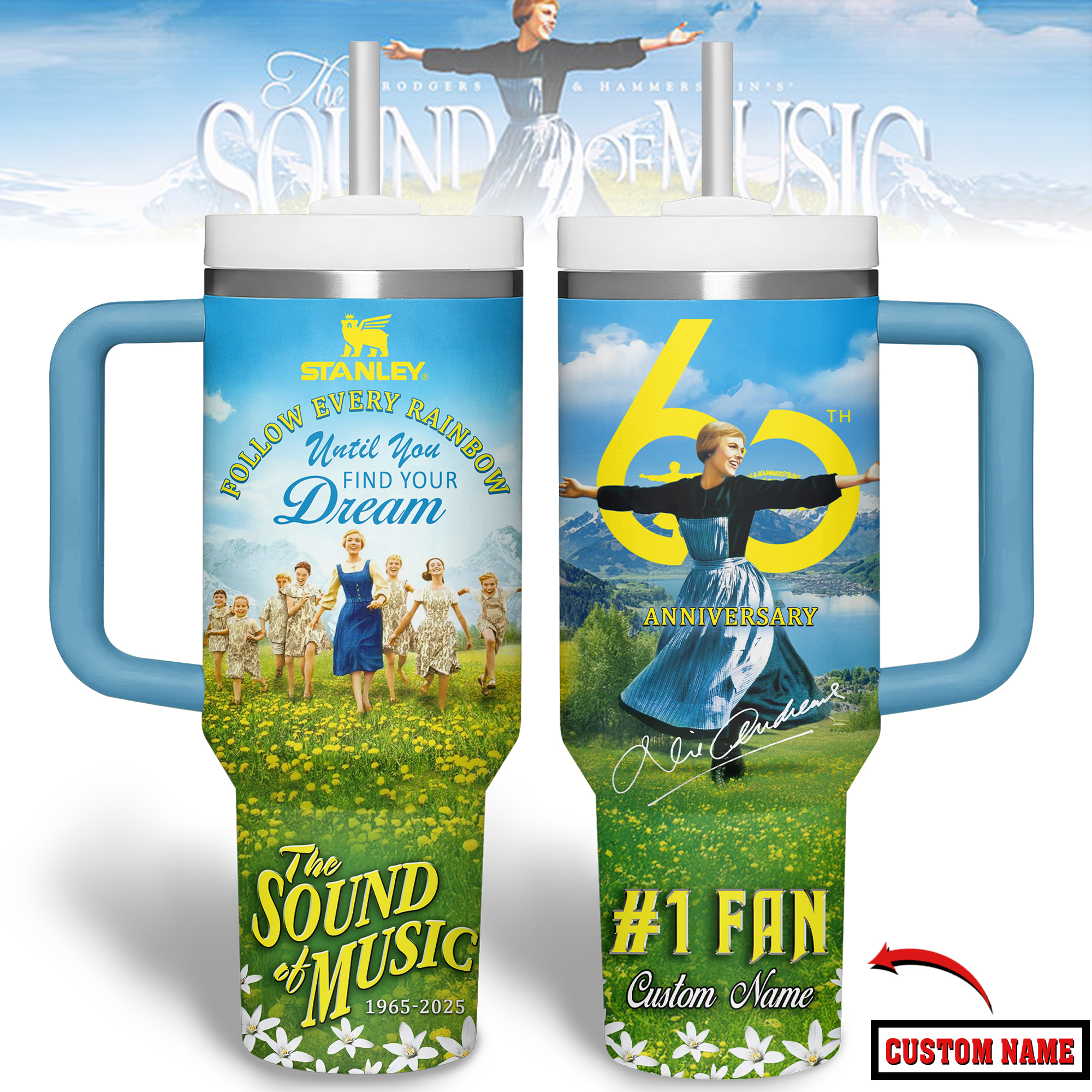 Hydratemerch The Sound of Music Movies Custom Stanley Quencher 40oz Stainless Steel Tumbler With Handle