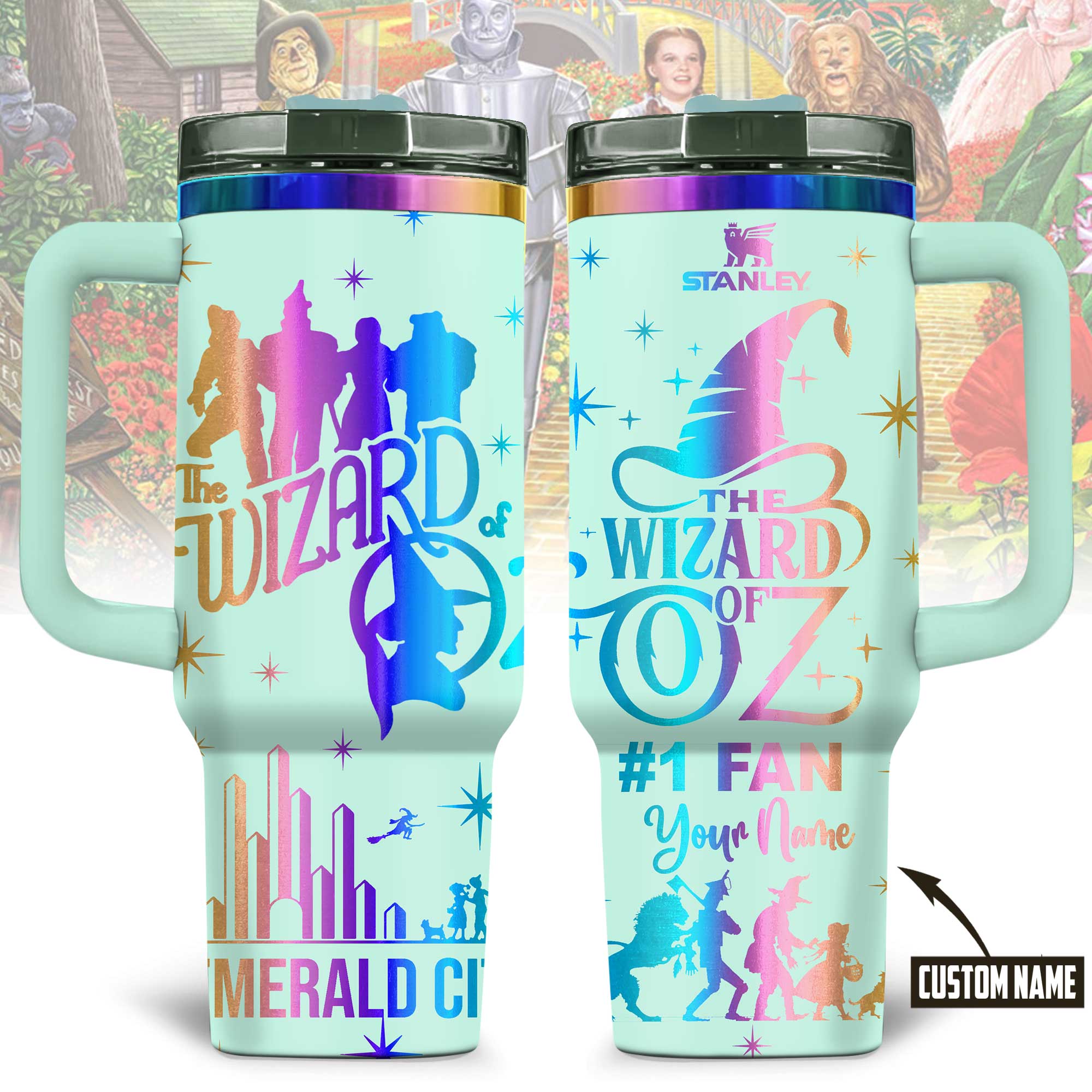 Hydratemerch The Wizard of Oz Movies Custom Stanley Quencher 40oz Stainless Steel Tumbler With Handle