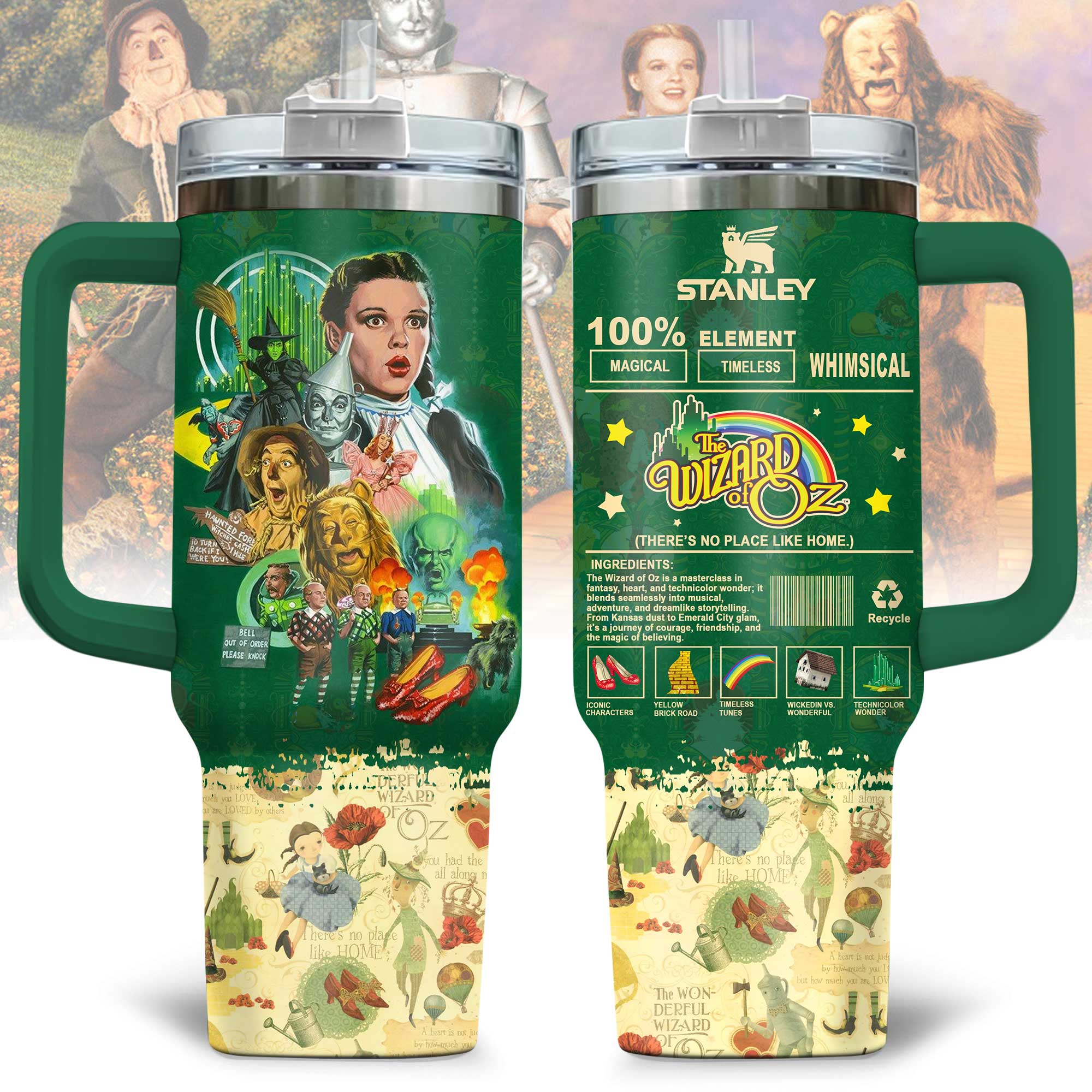Hydratemerch The Wizard of Oz Movies Custom Stanley Quencher 40oz Stainless Steel Tumbler With Handle