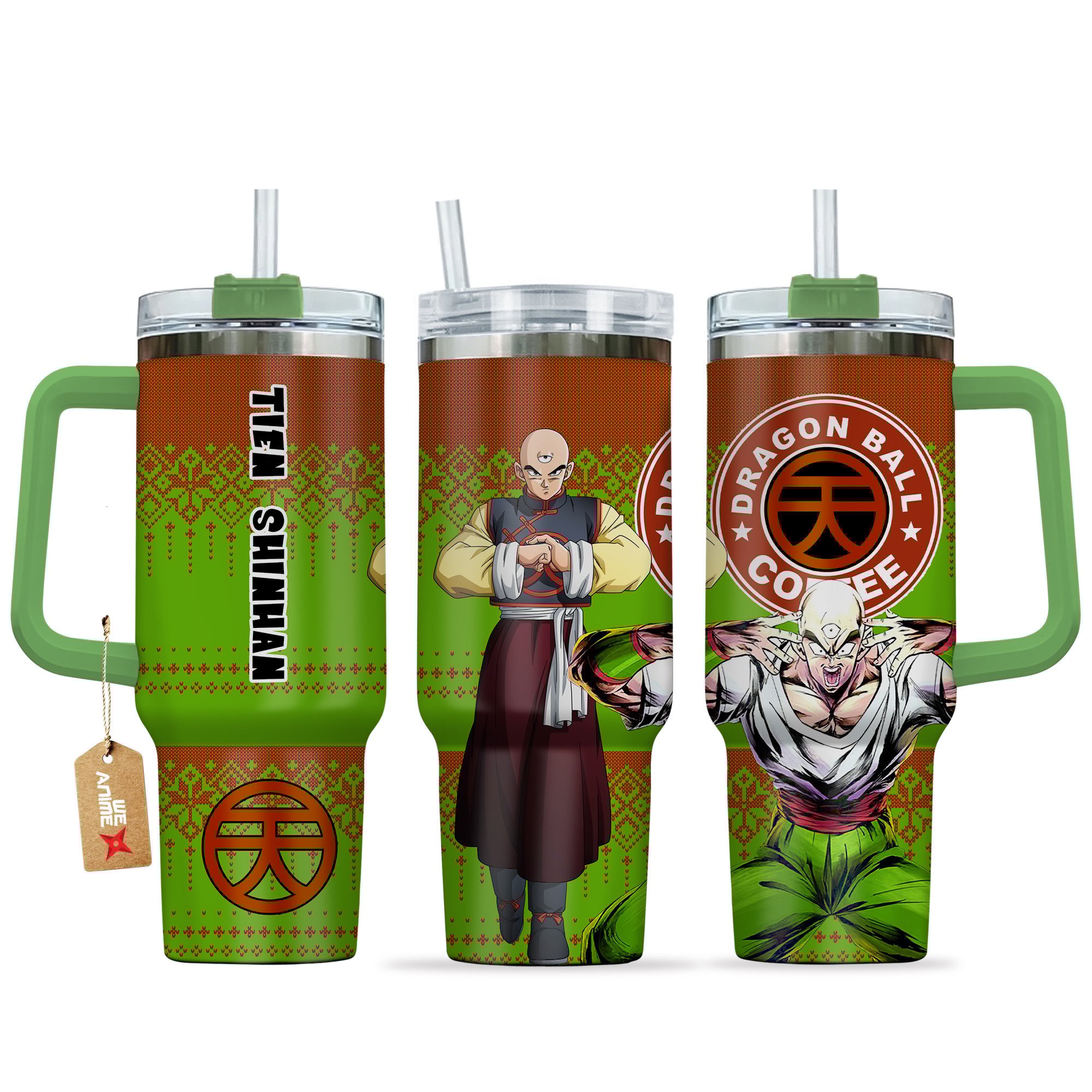 Hydratemerch Tien Shinhan Dragon Ball Z Anime Custom Stanley Quencher 40oz Stainless Steel Tumbler With Handle