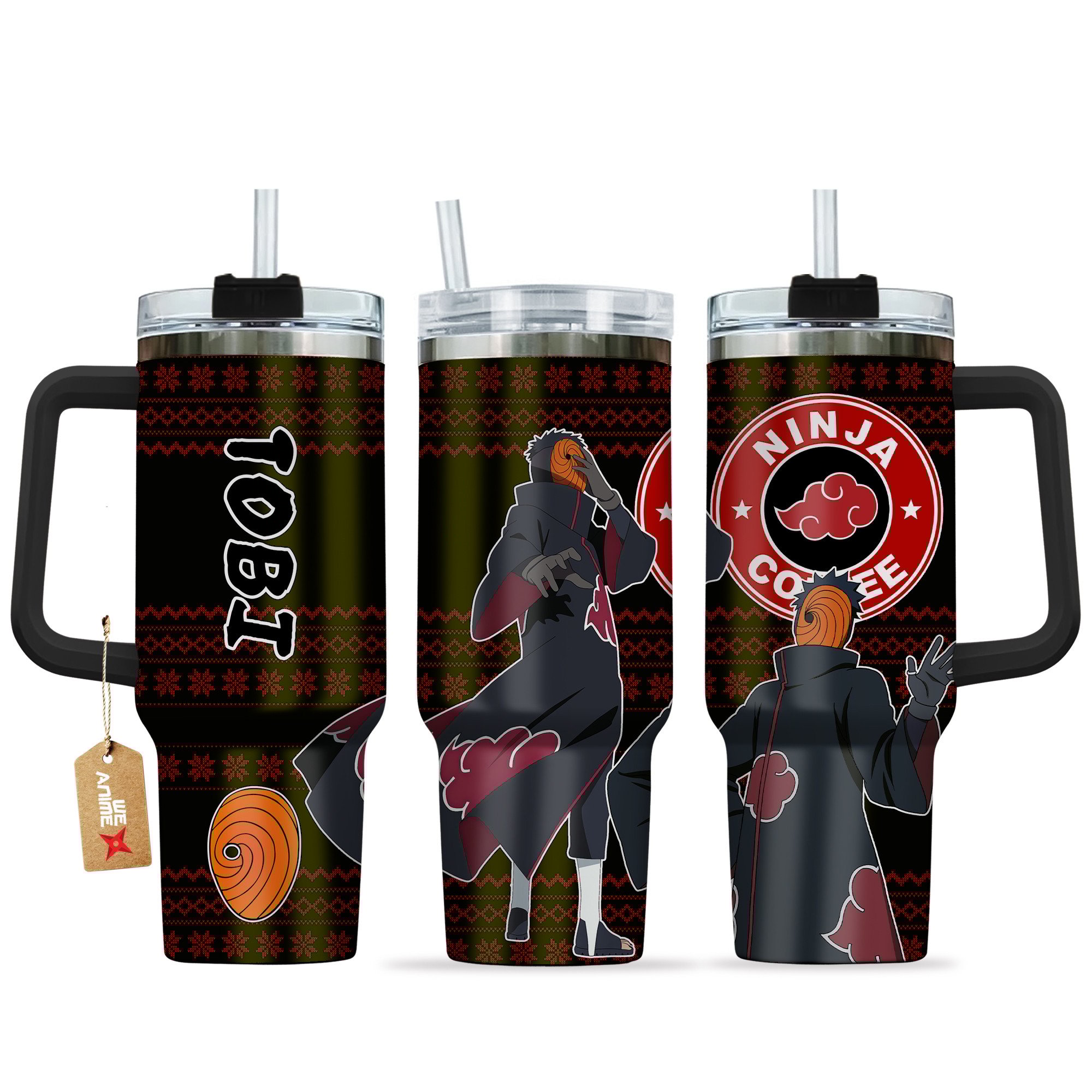 Hydratemerch Tobi Naruto Anime Custom Stanley Quencher 40oz Stainless Steel Tumbler With Handle
