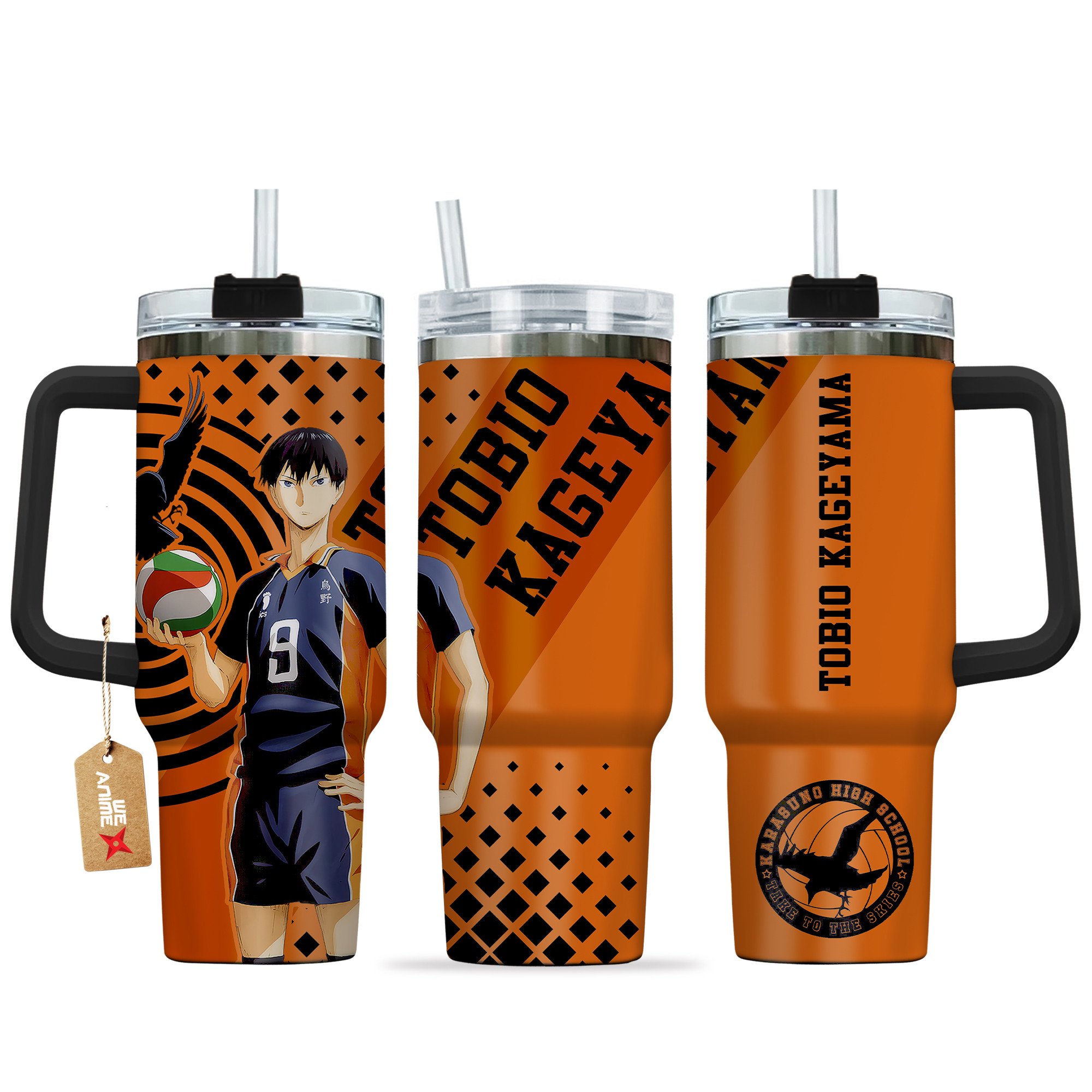 Hydratemerch Tobio Kageyama Haikyu!! Anime Custom Stanley Quencher 40oz Stainless Steel Tumbler With Handle