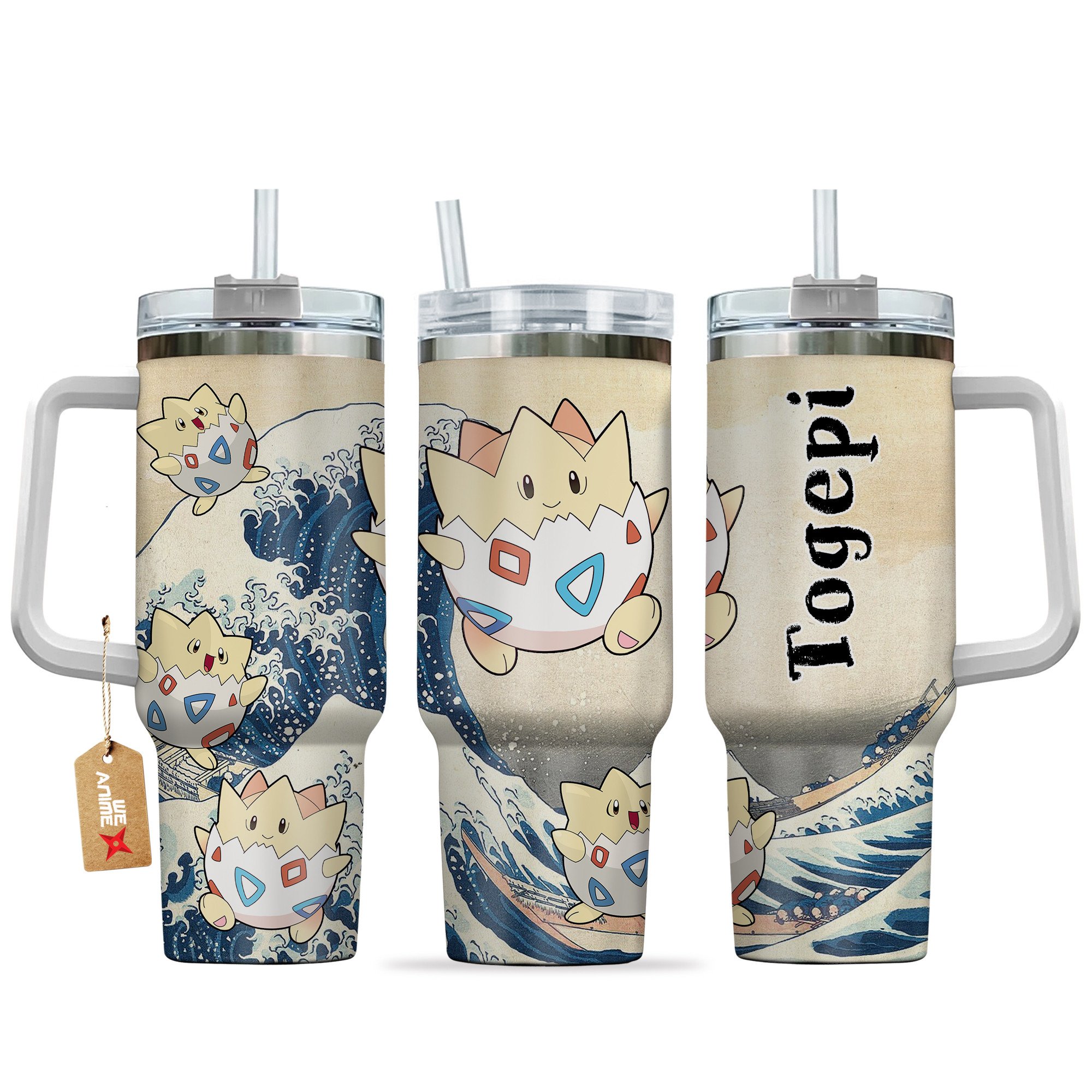 Hydratemerch Togepi Pokemon Anime Custom Stanley Quencher 40oz Stainless Steel Tumbler With Handle