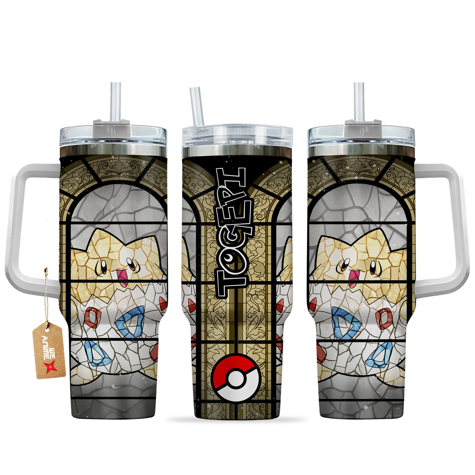 Hydratemerch Togepi Pokemon Anime Custom Stanley Quencher 40oz Stainless Steel Tumbler With Handle