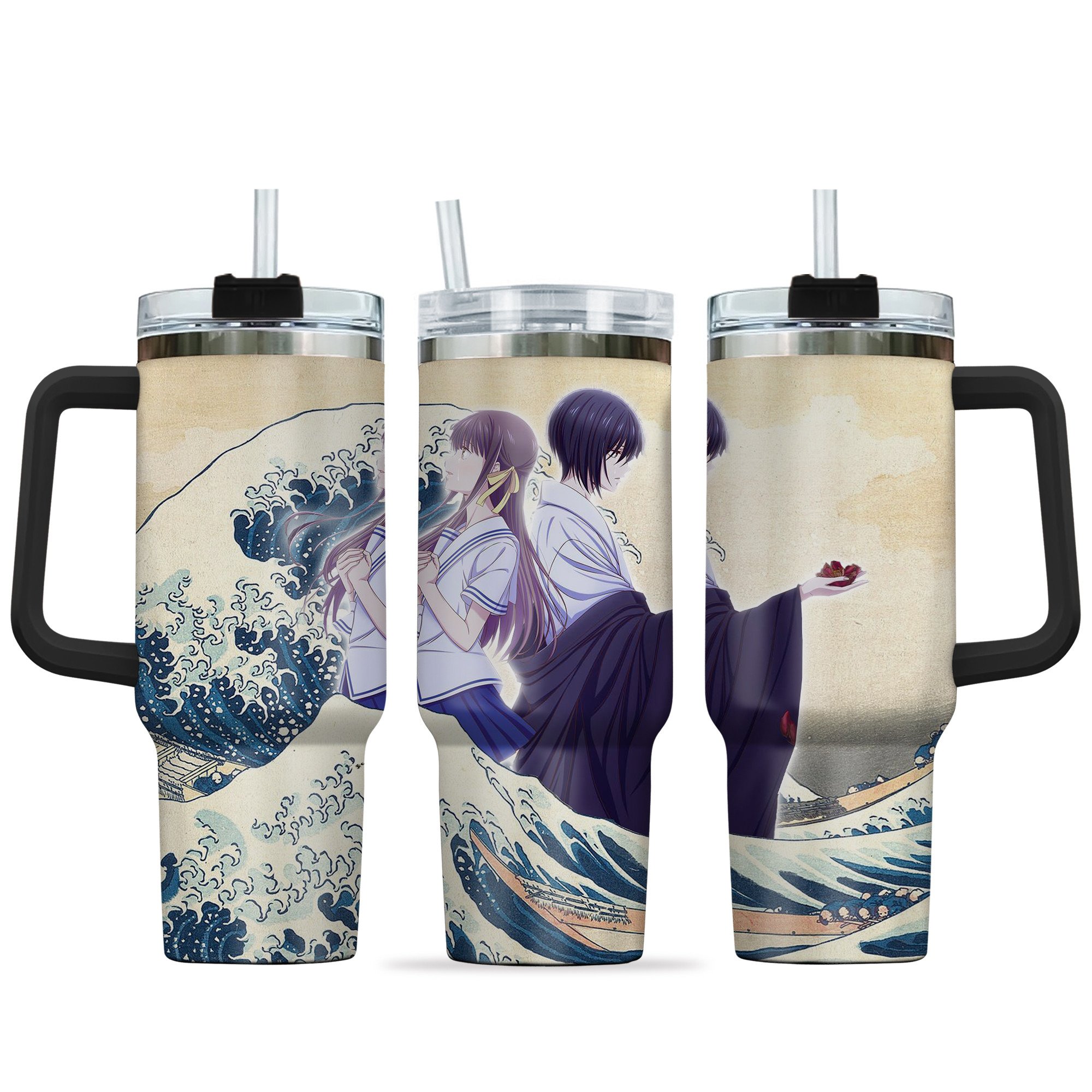 Hydratemerch Tohru x Akito Anime Custom Stanley Quencher 40oz Stainless Steel Tumbler With Handle