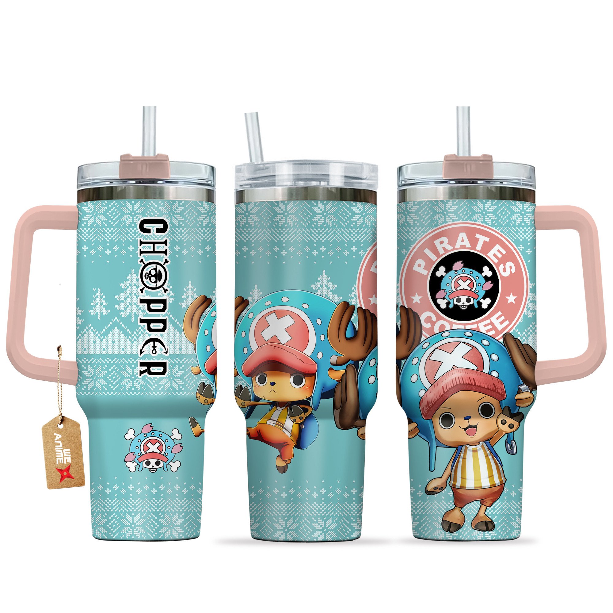 Hydratemerch Tony Tony Chopper One Piece Anime Custom Stanley Quencher 40oz Stainless Steel Tumbler With Handle