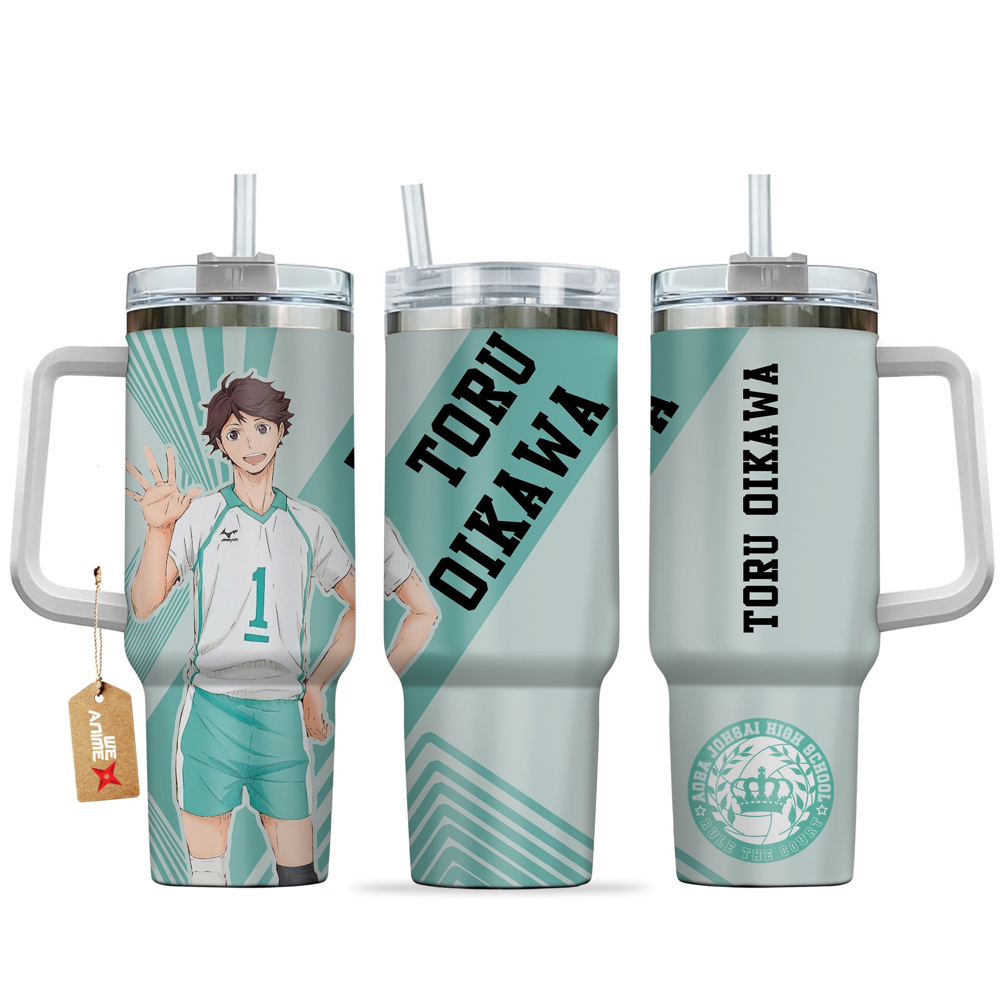 Hydratemerch Toru Oikawa Haikyu!! Anime Custom Stanley Quencher 40oz Stainless Steel Tumbler With Handle