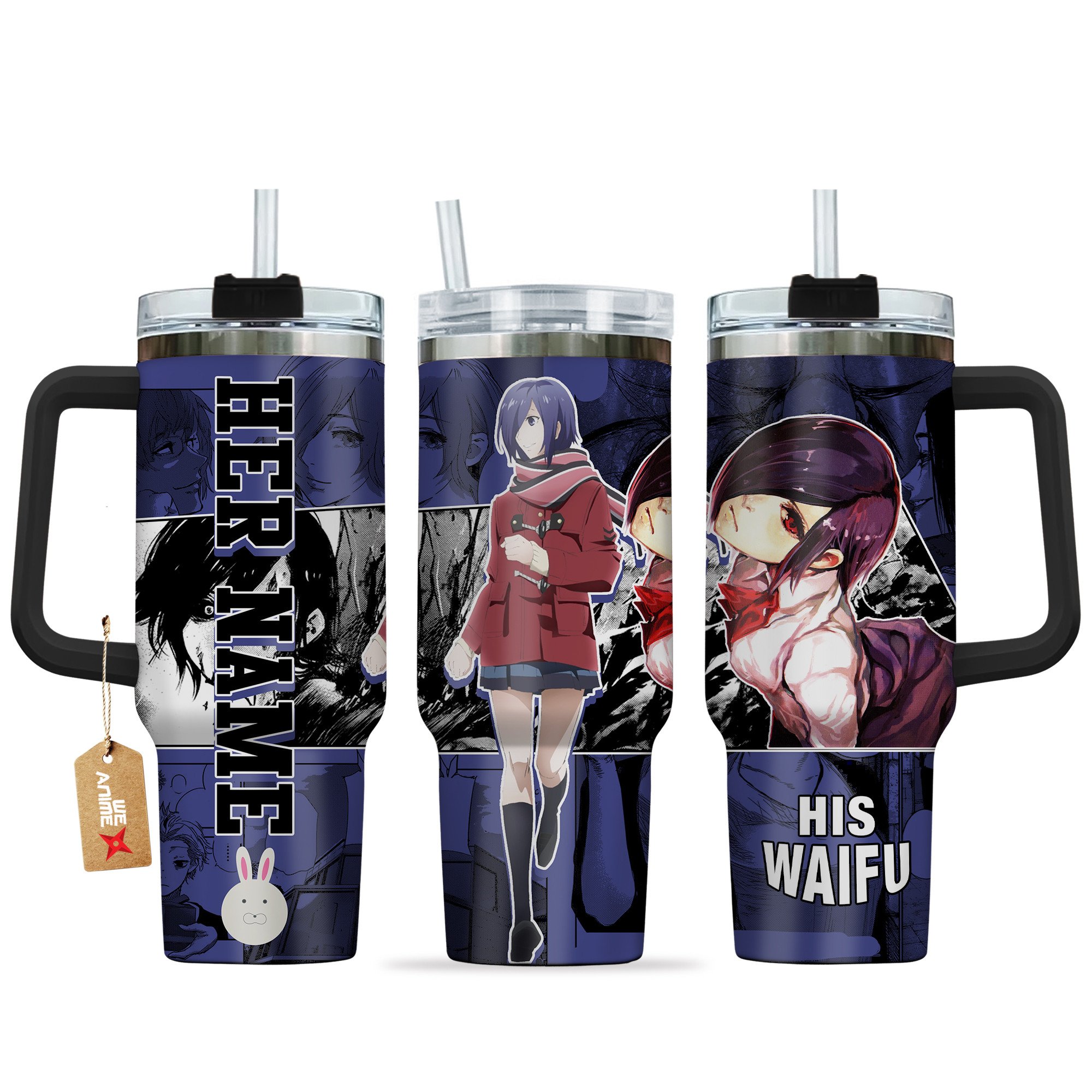 Hydratemerch Touka Kirishima Tokyo Ghoul Anime Custom Stanley Quencher 40oz Stainless Steel Tumbler With Handle