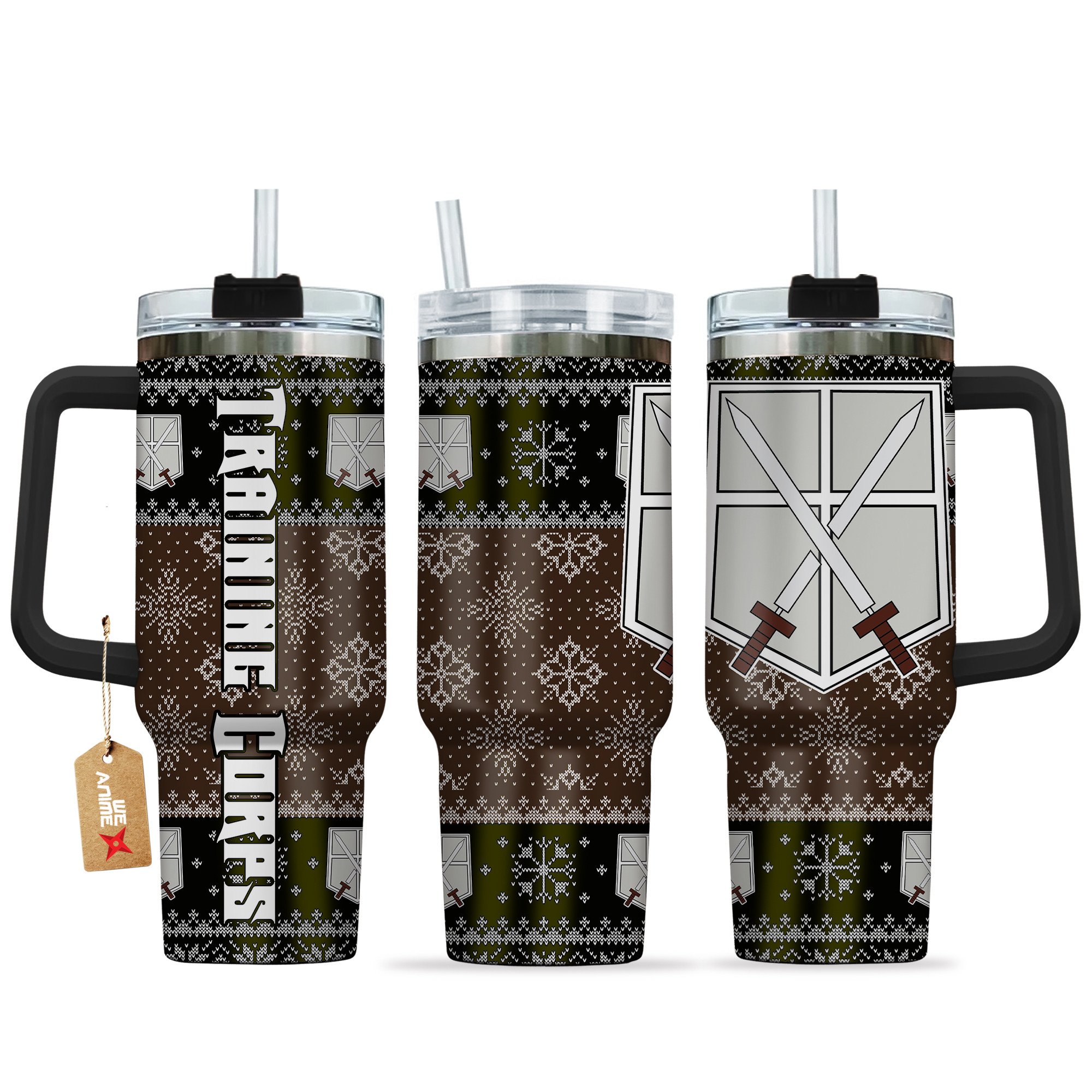 Hydratemerch Training Corps Attack on Titan Anime Custom Stanley Quencher 40oz Stainless Steel Tumbler With Handle