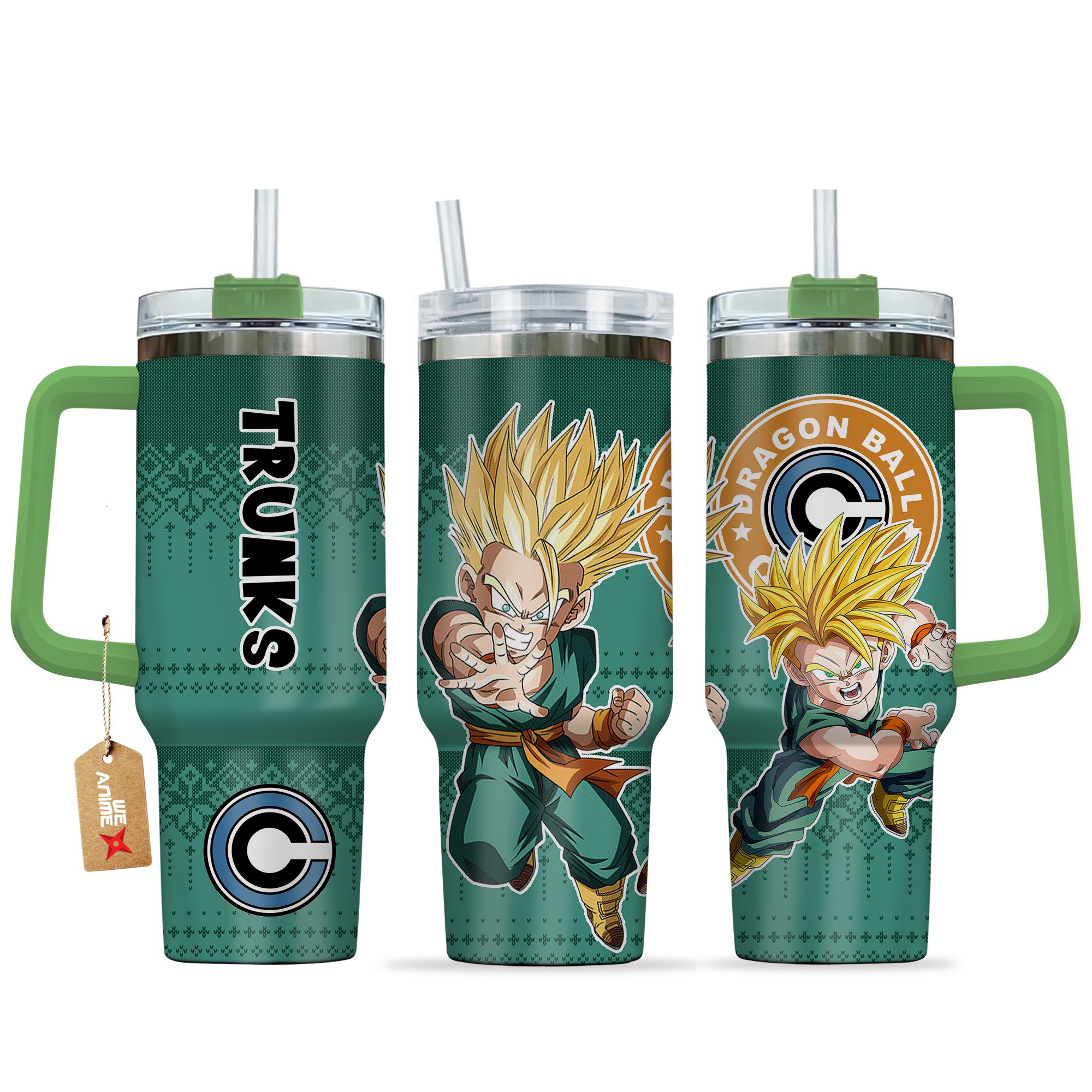 Hydratemerch Trunks Kid Super Saiyan Dragon Ball Z Anime Custom Stanley Quencher 40oz Stainless Steel Tumbler With Handle