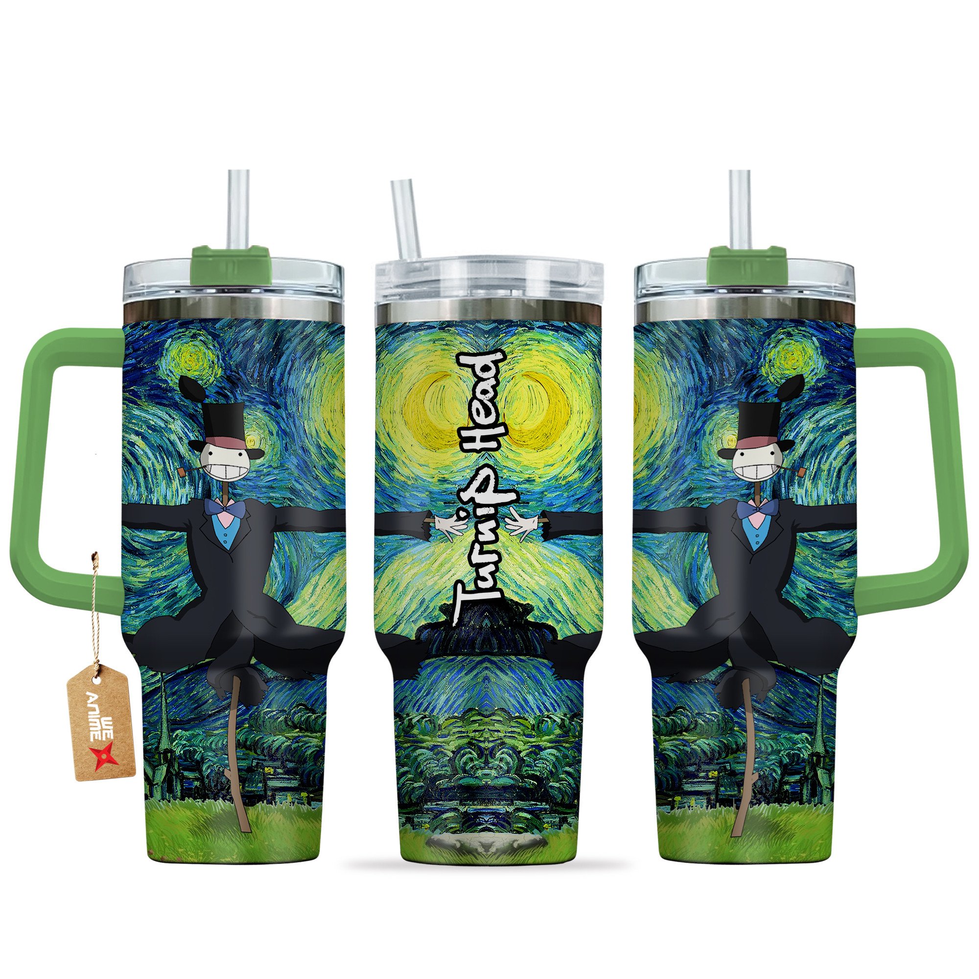 Hydratemerch Turnip Head Howl's Moving Castle Anime Custom Stanley Quencher 40oz Stainless Steel Tumbler With Handle