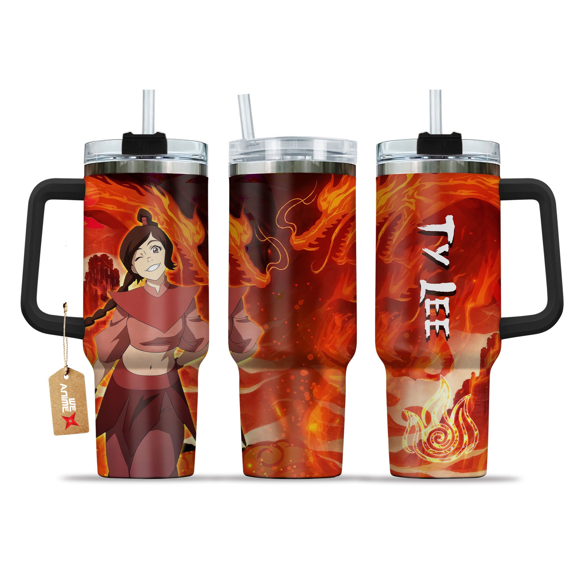 Hydratemerch Ty Lee Avatar Anime Custom Stanley Quencher 40oz Stainless Steel Tumbler With Handle