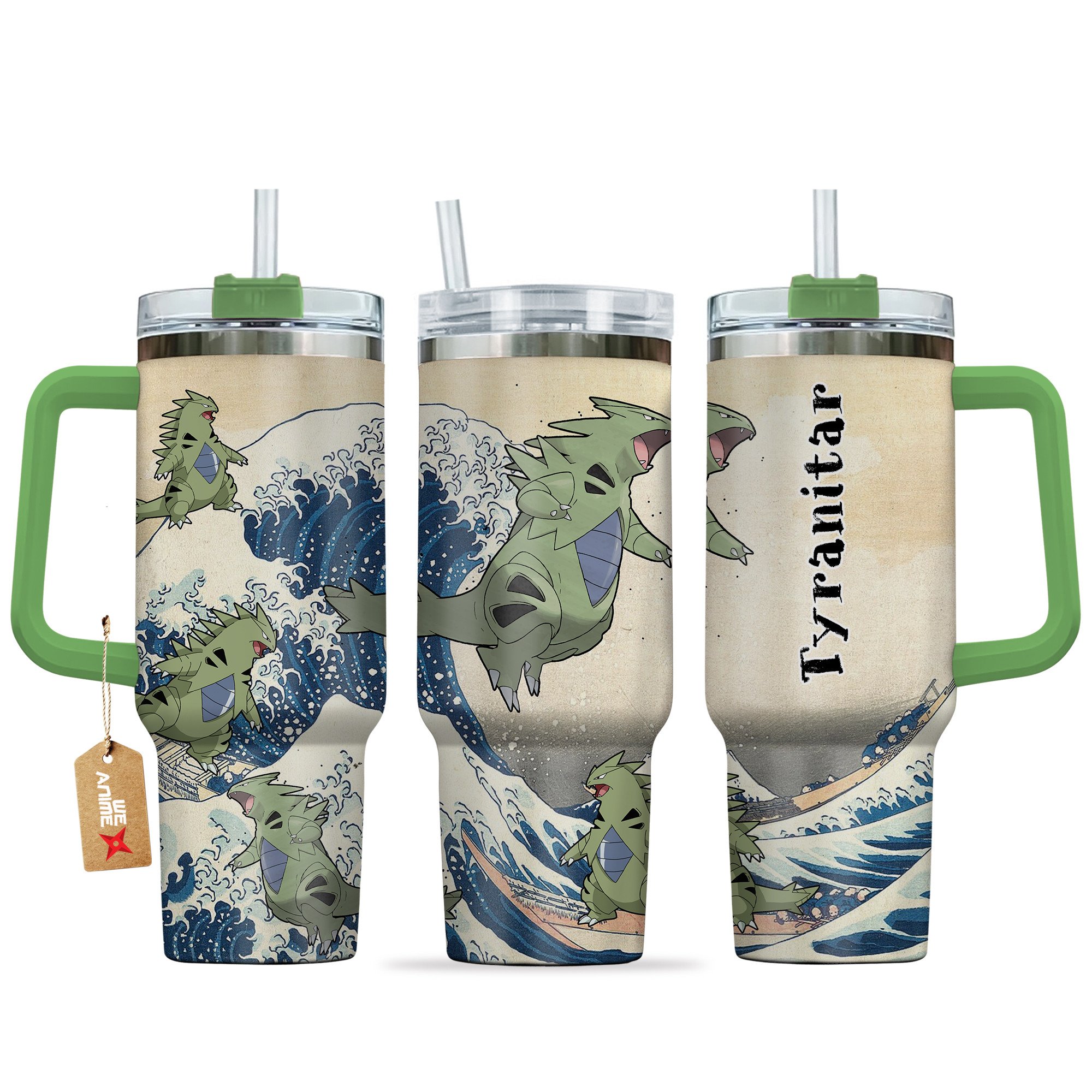 Hydratemerch Tyranitar Pokemon Anime Custom Stanley Quencher 40oz Stainless Steel Tumbler With Handle