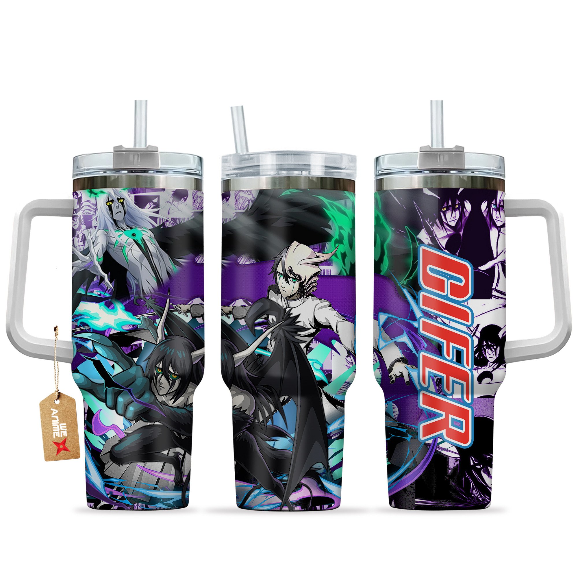 Hydratemerch Ulquiorra Cifer Bleach Anime Custom Stanley Quencher 40oz Stainless Steel Tumbler With Handle