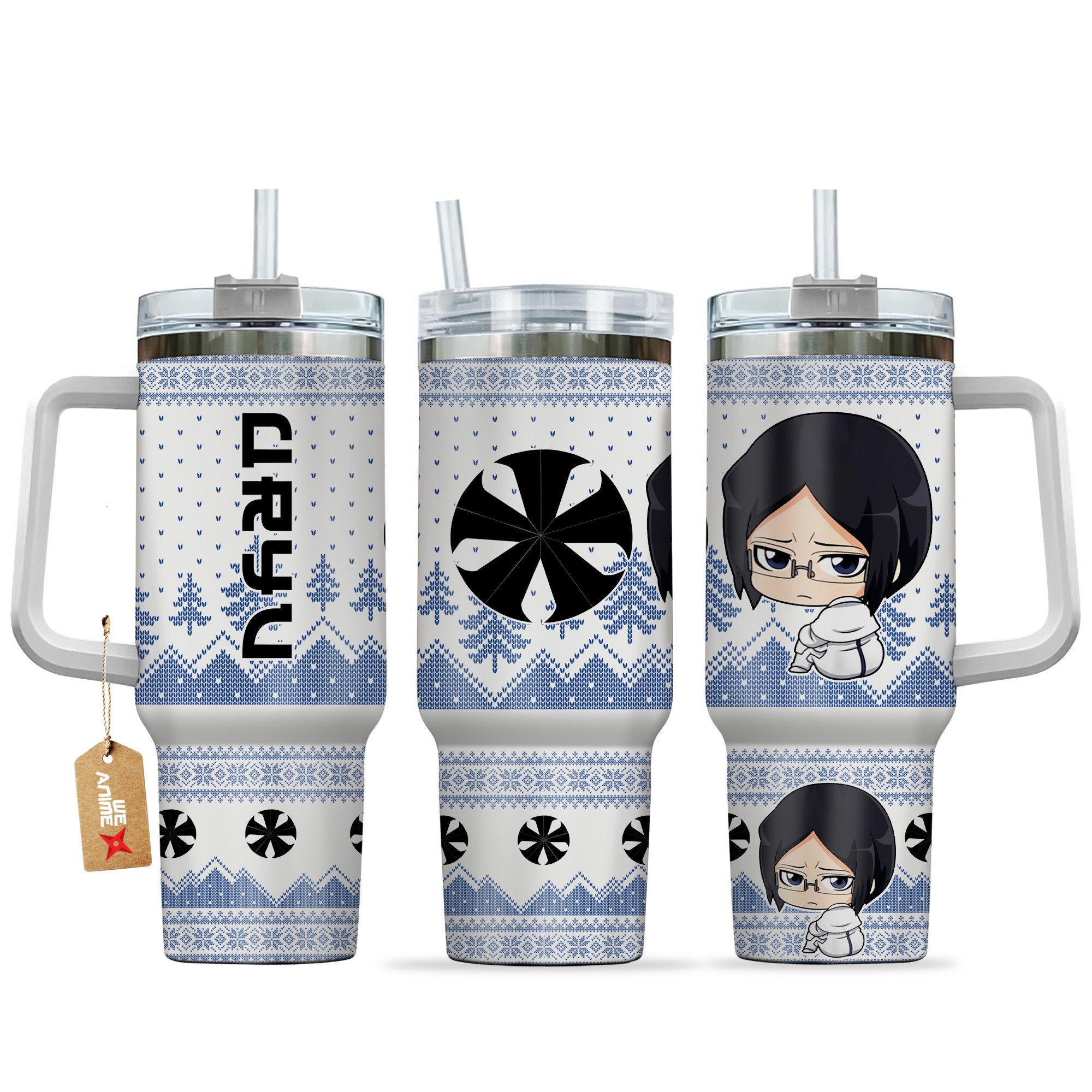 Hydratemerch Uryu Bleach Anime Custom Stanley Quencher 40oz Stainless Steel Tumbler With Handle