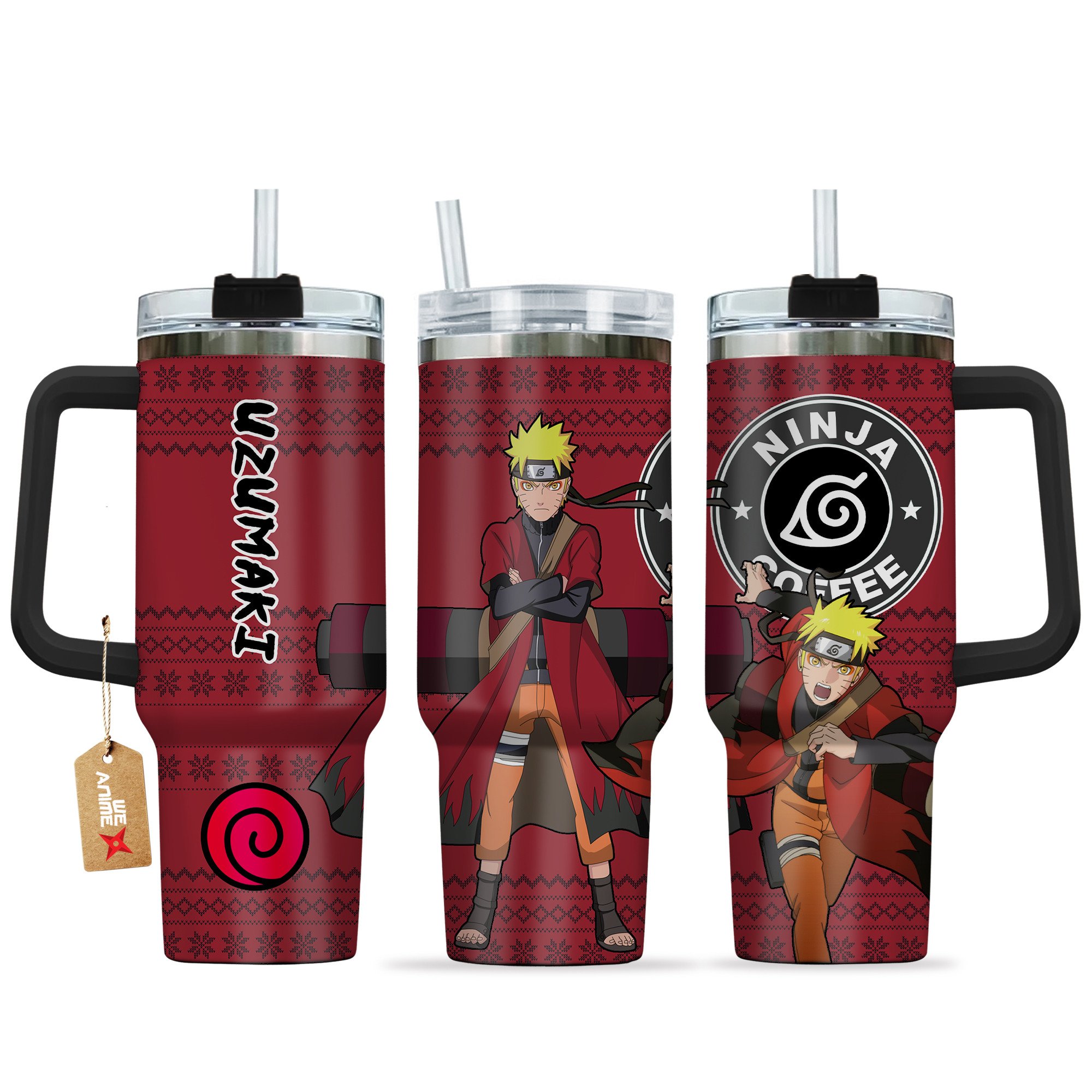 Hydratemerch Uzumaki Sage Naruto Anime Custom Stanley Quencher 40oz Stainless Steel Tumbler With Handle