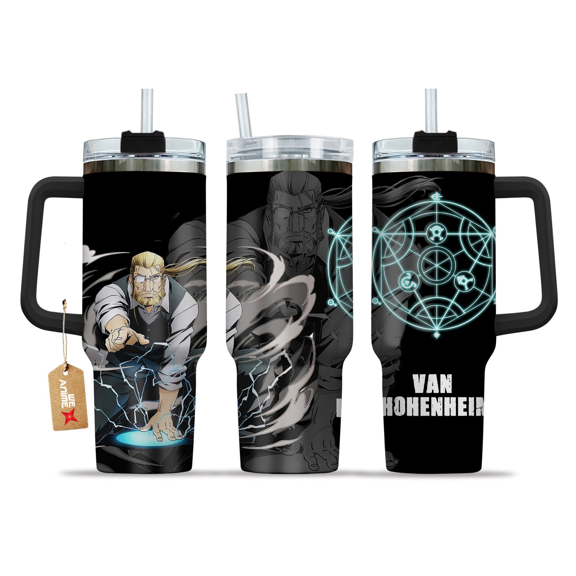 Hydratemerch Van Hohenheim Fullmetal Alchemist Anime Custom Stanley Quencher 40oz Stainless Steel Tumbler With Handle