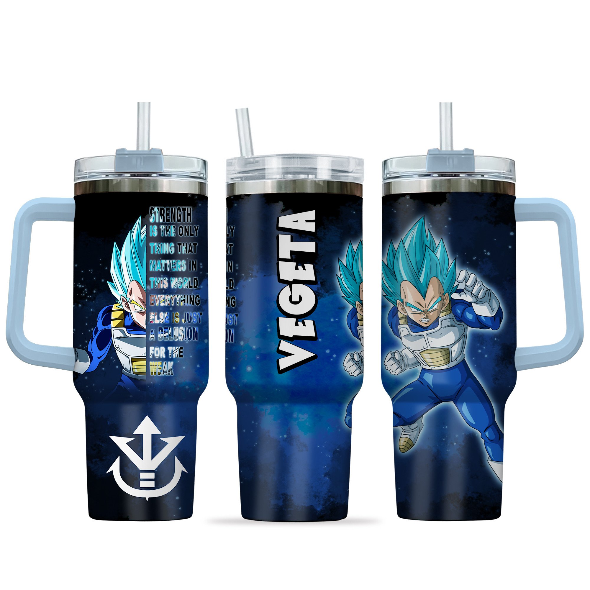Hydratemerch Vegeta Dragon Ball Anime Custom Stanley Quencher 40oz Stainless Steel Tumbler With Handle