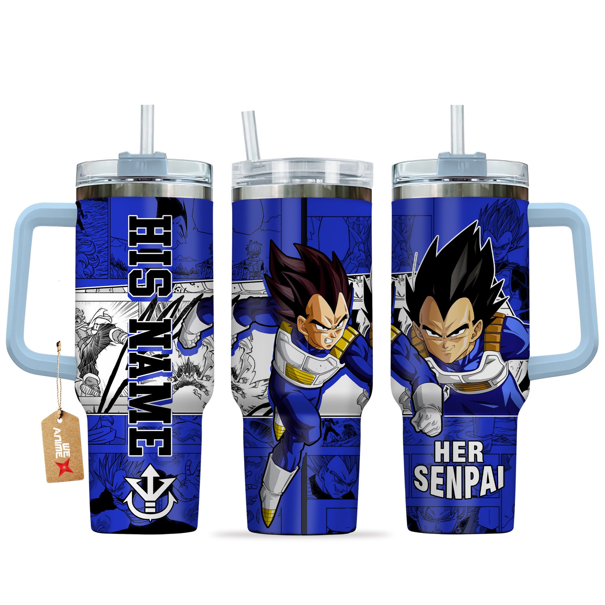 Hydratemerch Vegeta Dragon Ball Anime Custom Stanley Quencher 40oz Stainless Steel Tumbler With Handle