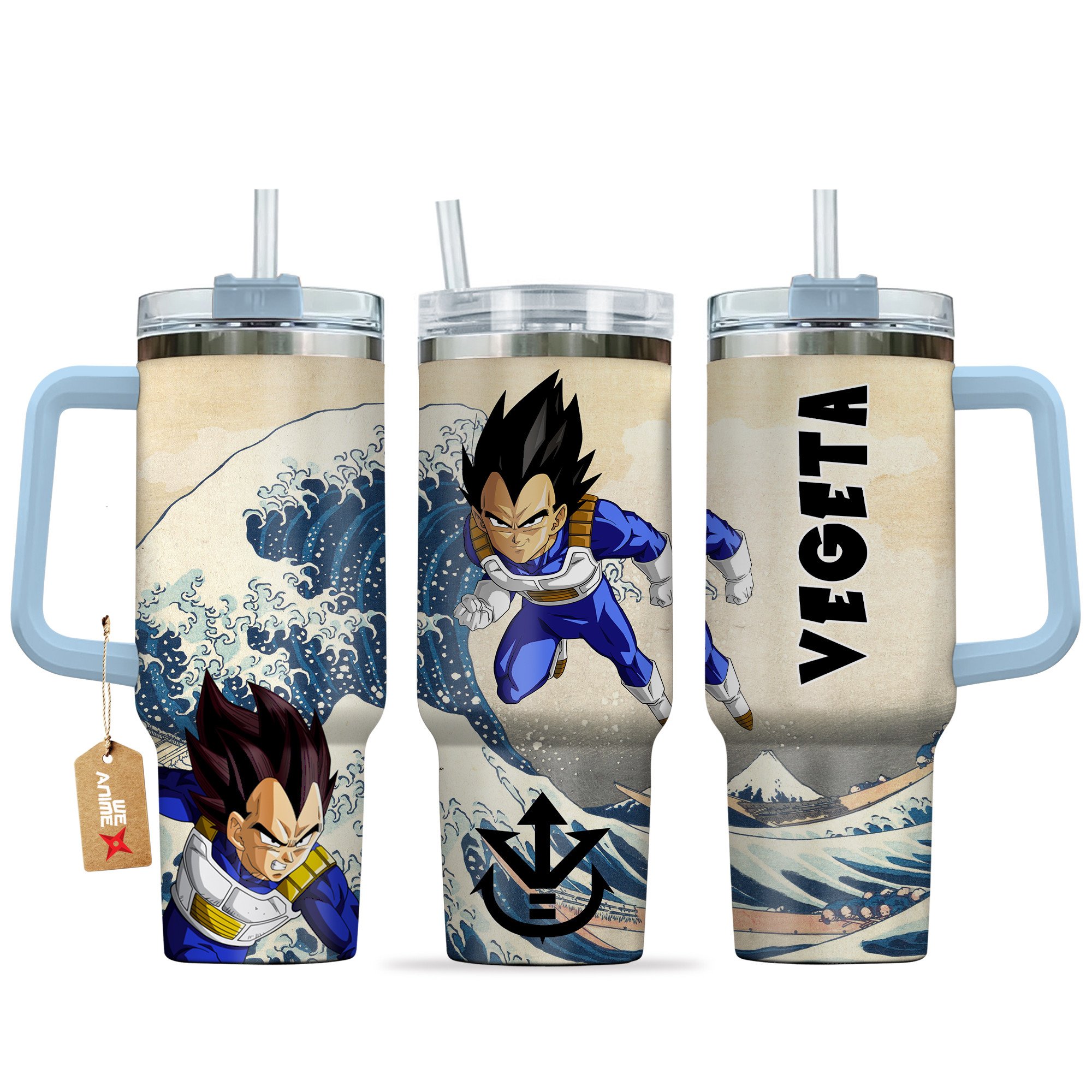Hydratemerch Vegeta Dragon Ball Anime Custom Stanley Quencher 40oz Stainless Steel Tumbler With Handle