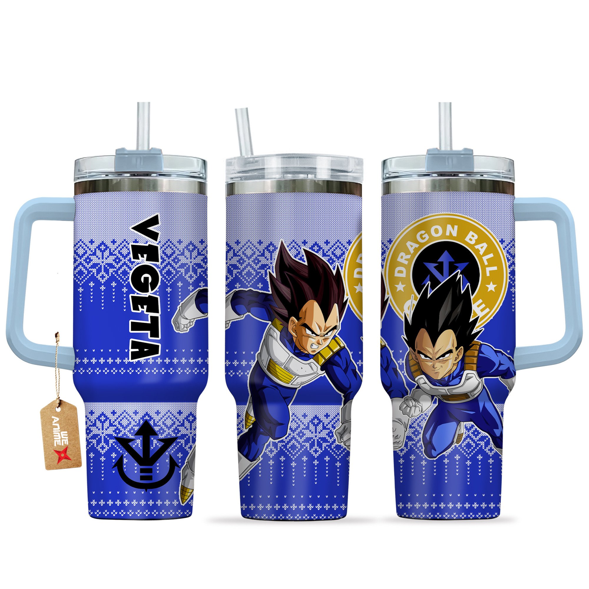 Hydratemerch Vegeta Dragon Ball Z Anime Custom Stanley Quencher 40oz Stainless Steel Tumbler With Handle