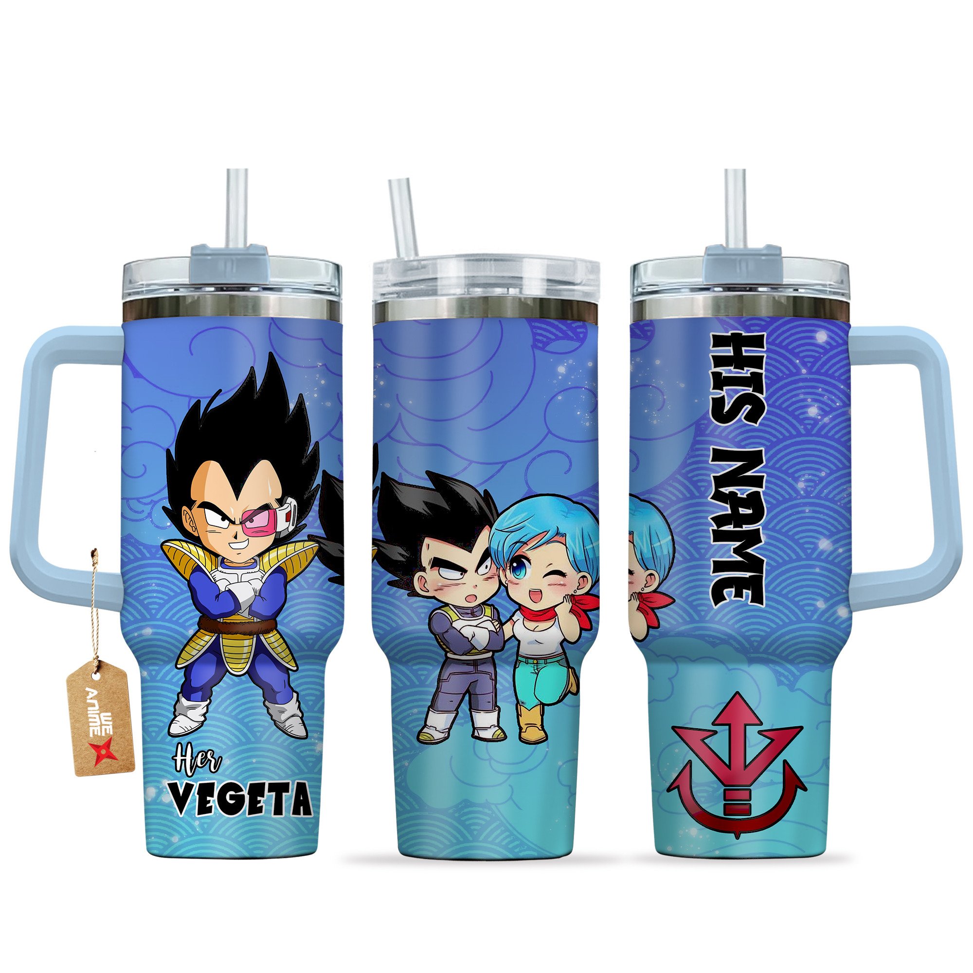 Hydratemerch Vegeta Dragon Ball Z Anime Valentine Custom Stanley Quencher 40oz Stainless Steel Tumbler With Handle