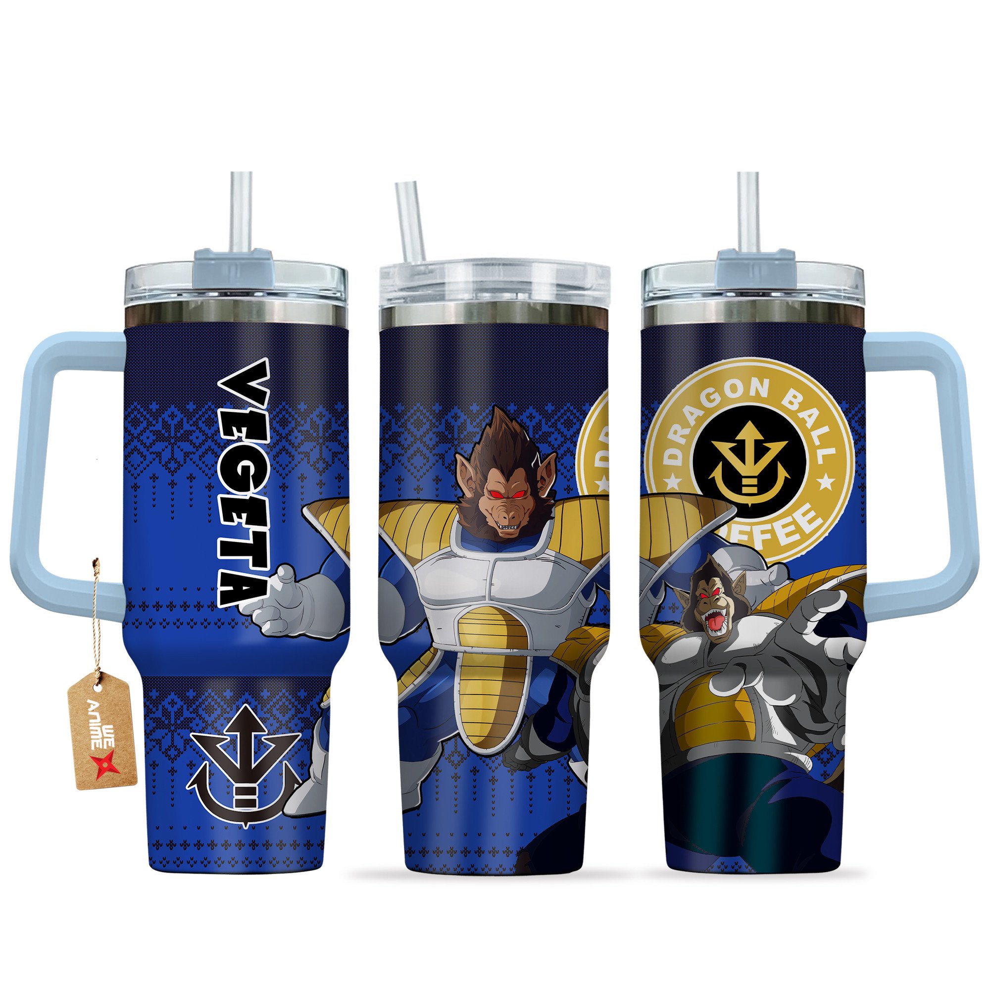 Hydratemerch Vegeta Great Ape Dragon Ball Z Anime Custom Stanley Quencher 40oz Stainless Steel Tumbler With Handle