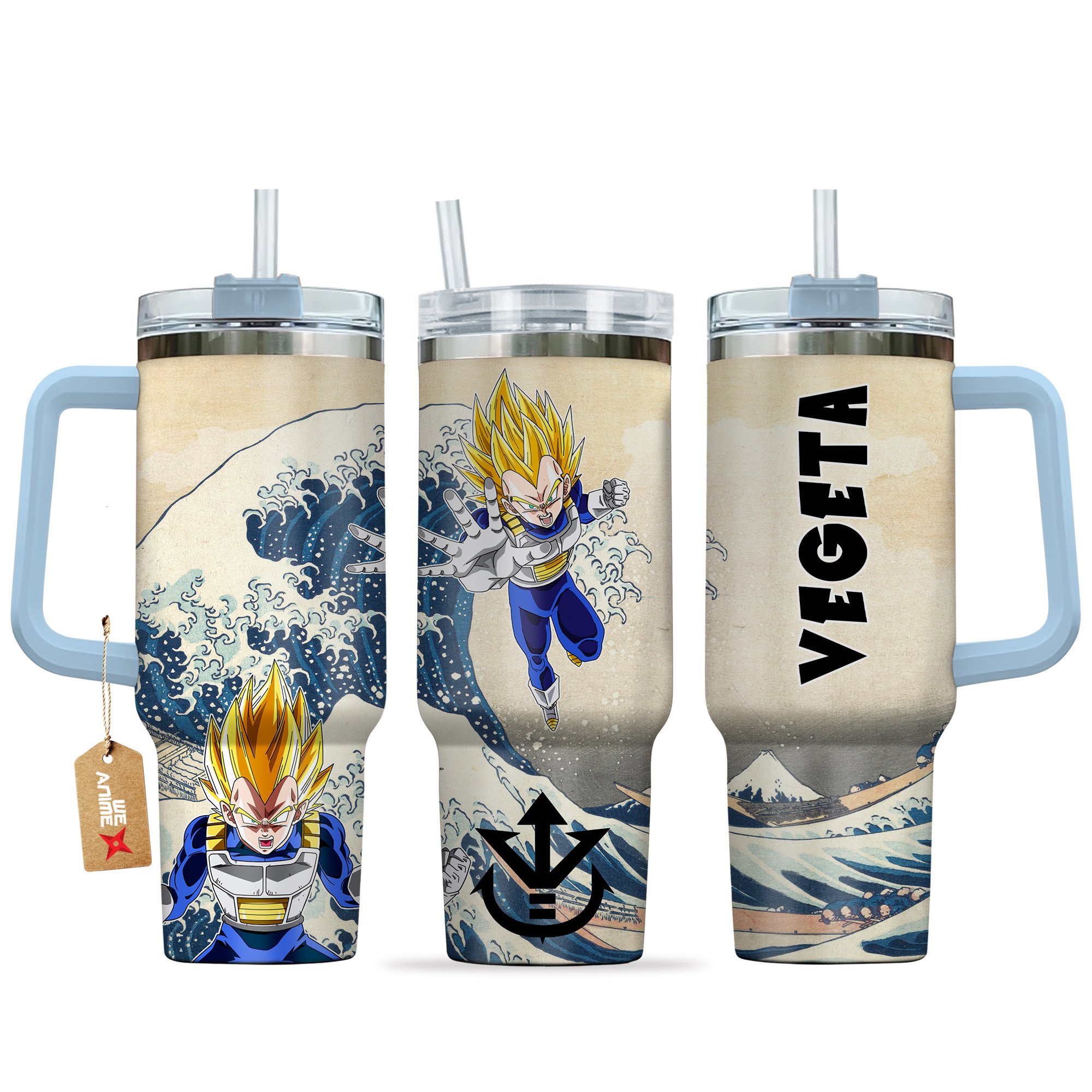 Hydratemerch Vegeta Super Saiyan Dragon Ball Anime Custom Stanley Quencher 40oz Stainless Steel Tumbler With Handle