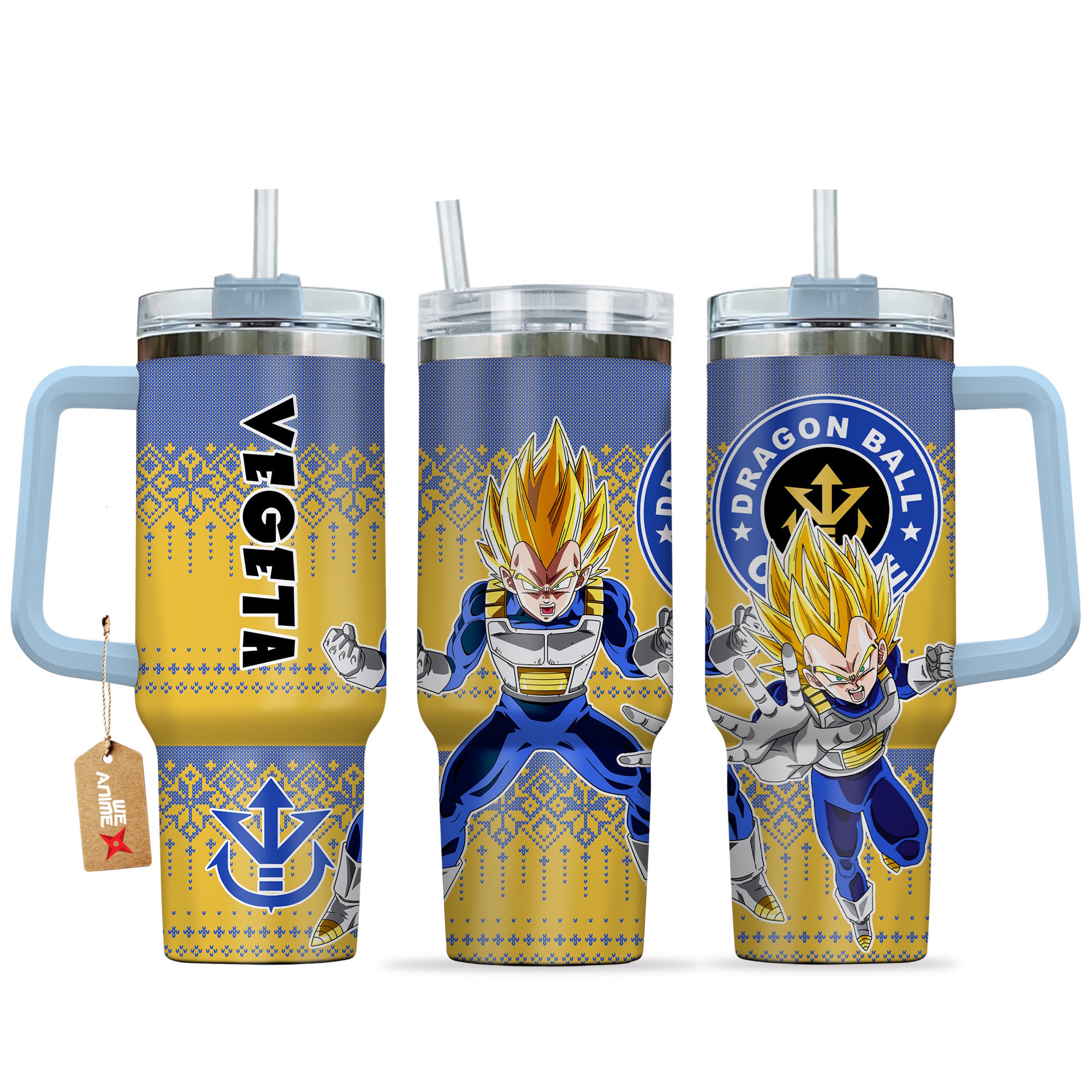Hydratemerch Vegeta Super Saiyan Dragon Ball Z Anime Custom Stanley Quencher 40oz Stainless Steel Tumbler With Handle