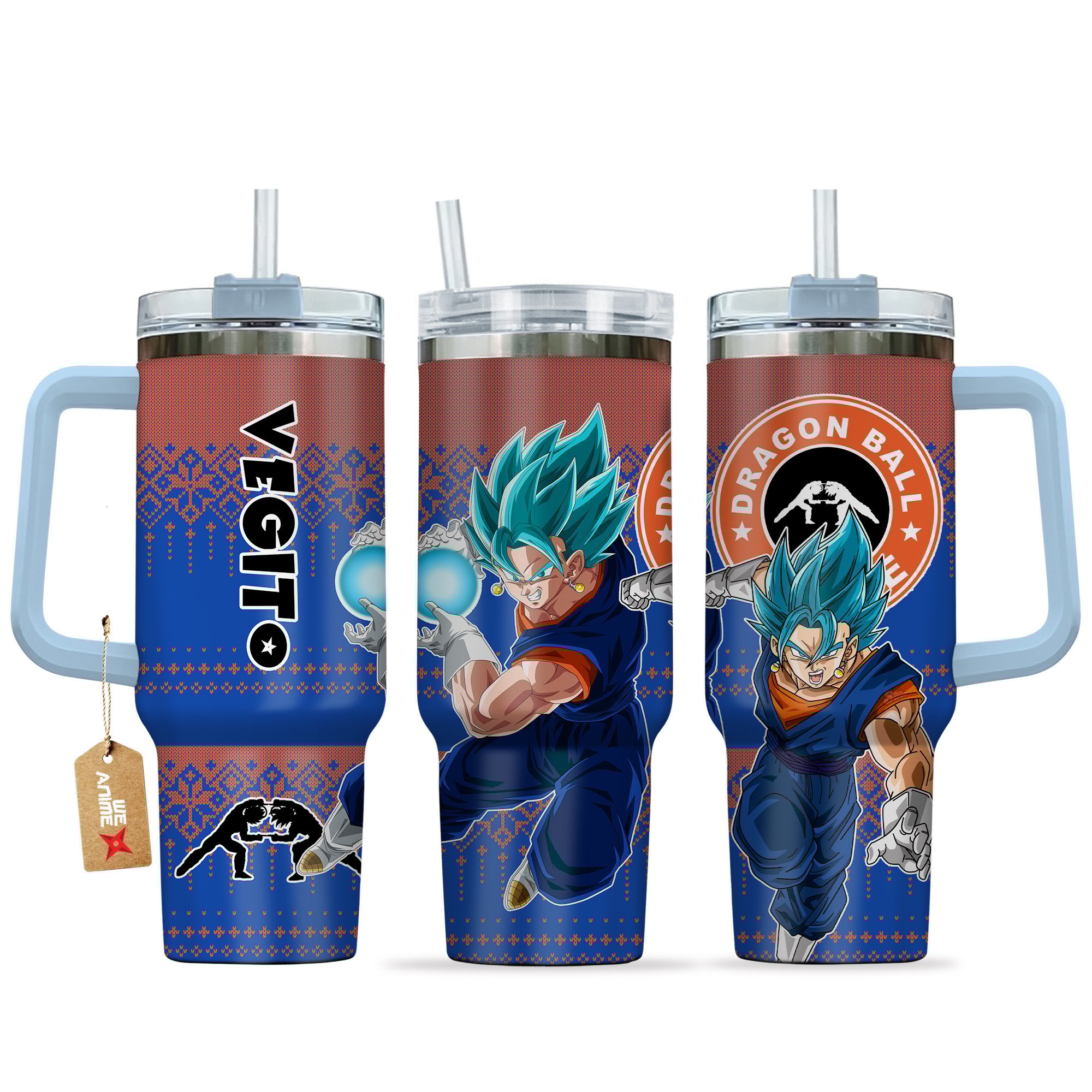 Hydratemerch Vegito Dragon Ball z Anime Custom Stanley Quencher 40oz Stainless Steel Tumbler With Handle