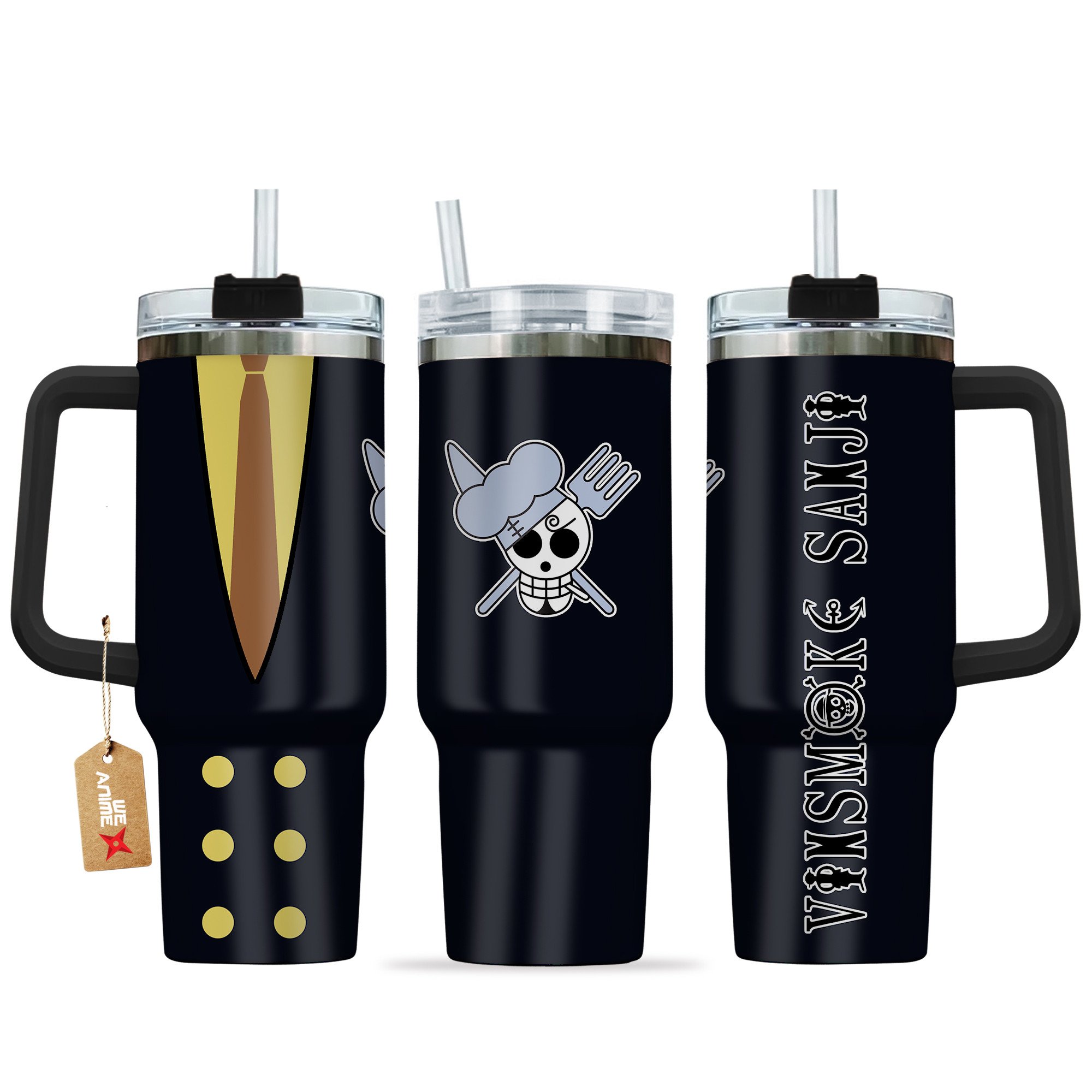 Hydratemerch Vinsmoke Sanji One Piece Anime Custom Stanley Quencher 40oz Stainless Steel Tumbler With Handle