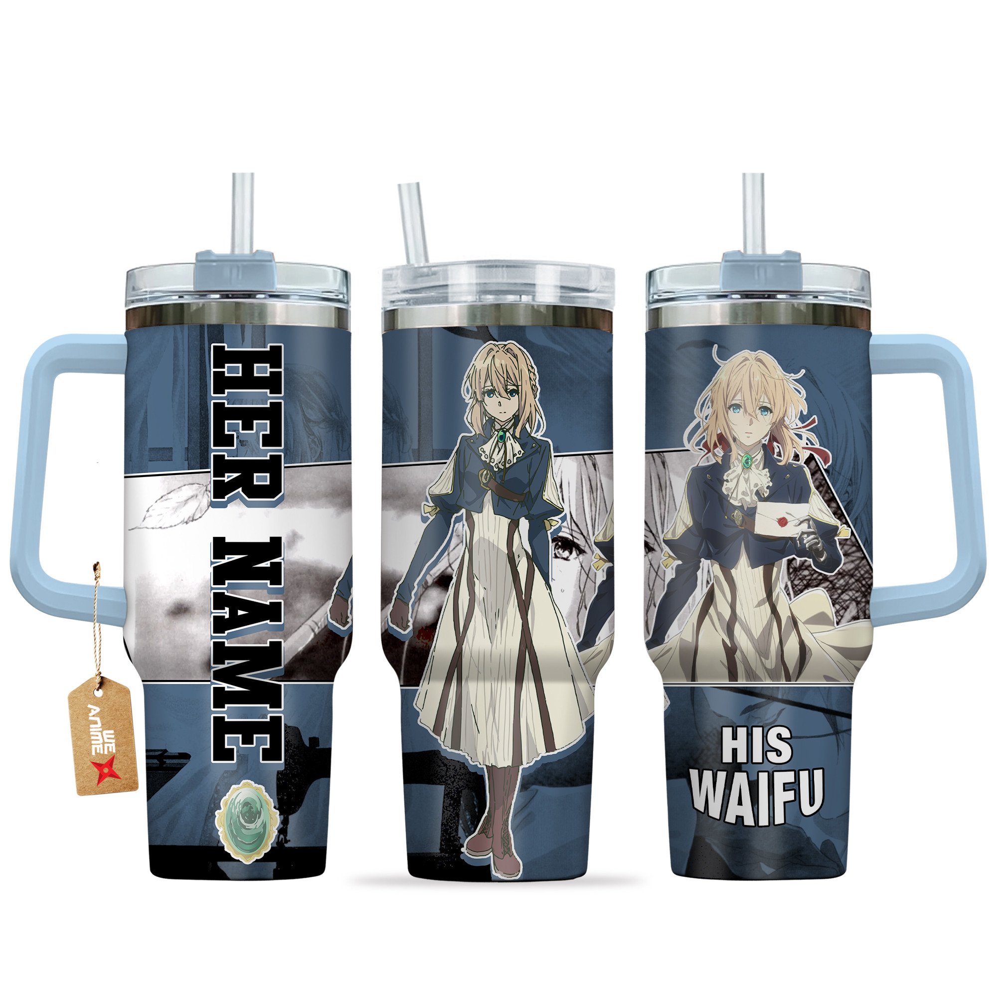 Hydratemerch Violet Evergarden Anime Custom Stanley Quencher 40oz Stainless Steel Tumbler With Handle