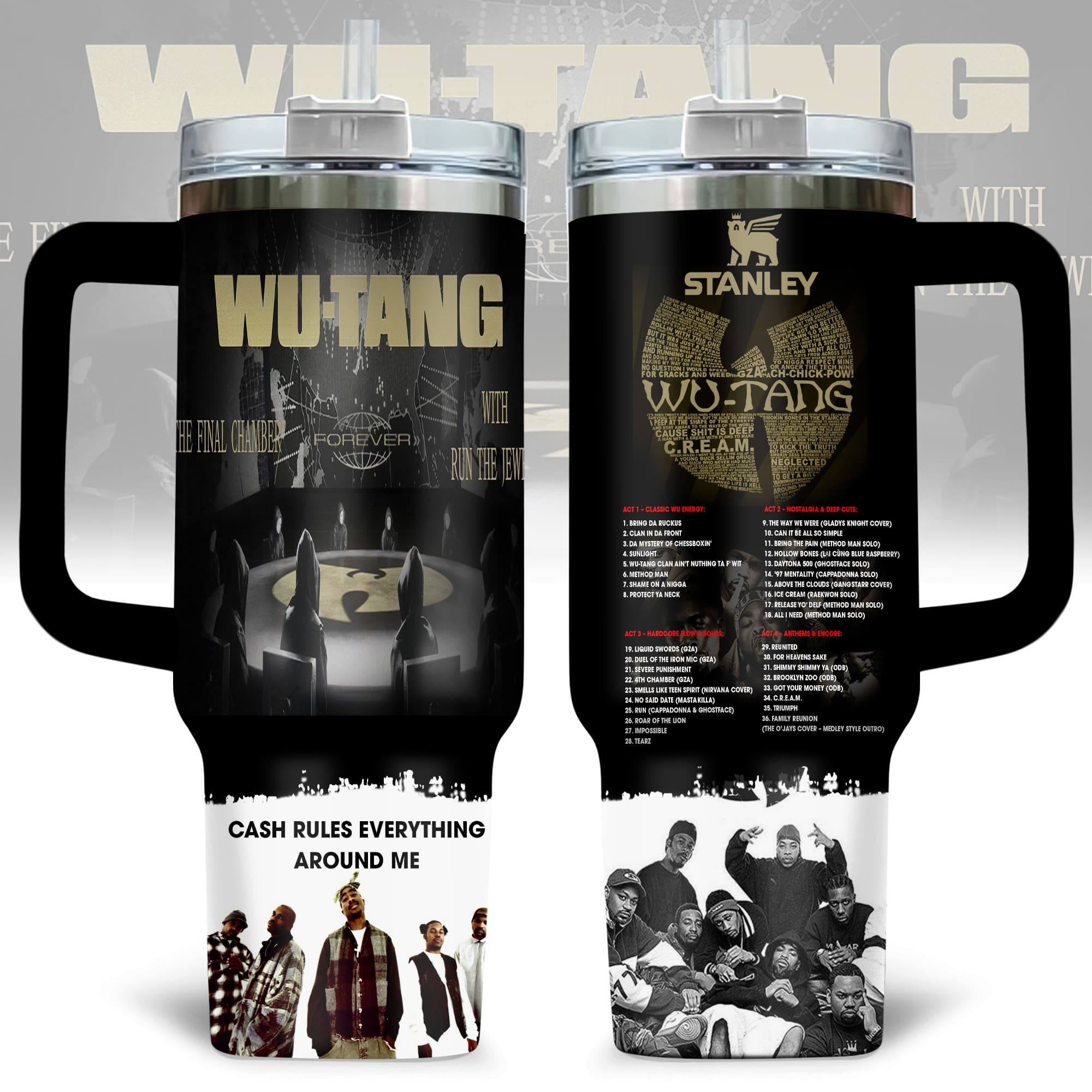 Hydratemerch Wu-Tang Clan Music Custom Stanley Quencher 40oz Stainless Steel Tumbler With Handle