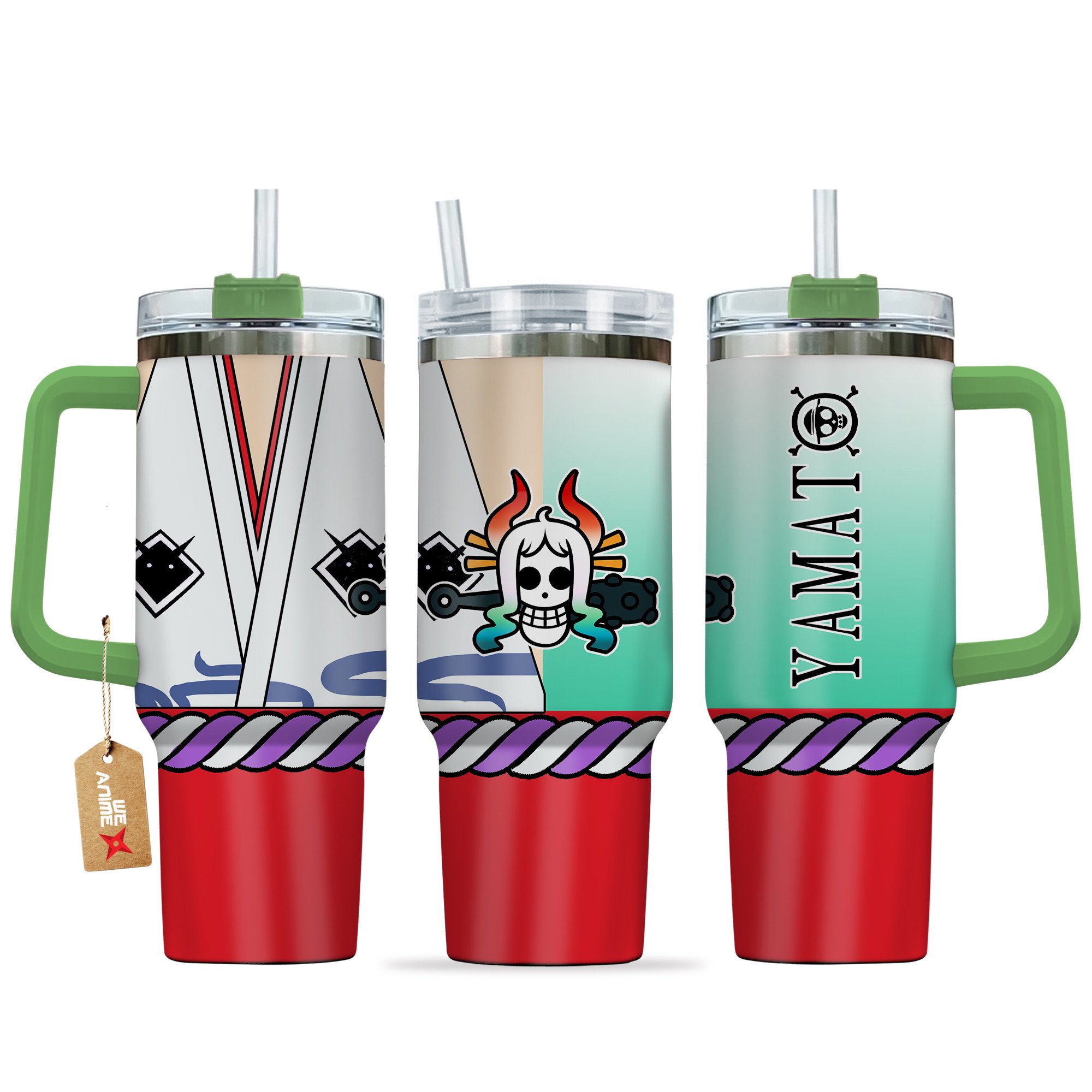 Hydratemerch Yamato One Piece Anime Custom Stanley Quencher 40oz Stainless Steel Tumbler With Handle