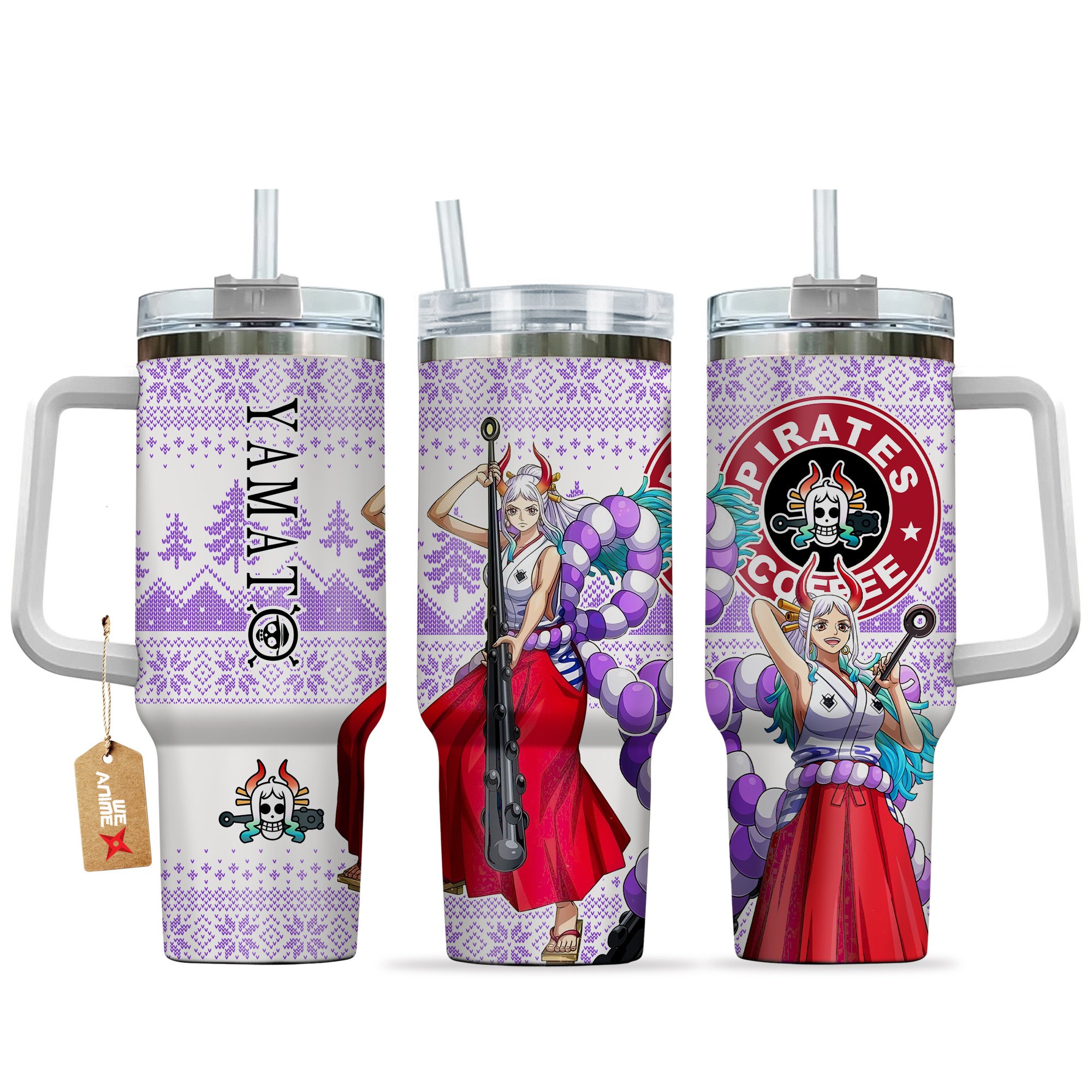 Hydratemerch Yamato One piece Anime Custom Stanley Quencher 40oz Stainless Steel Tumbler With Handle