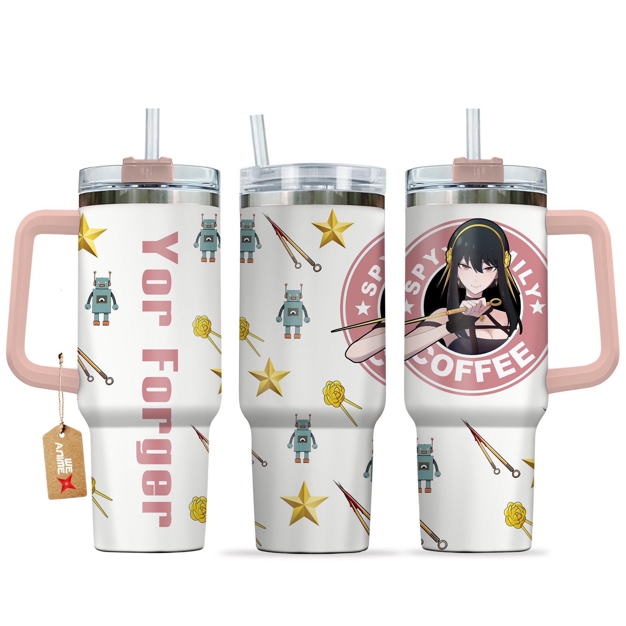 Hydratemerch Yor Forger Spy x Family Anime Custom Stanley Quencher 40oz Stainless Steel Tumbler With Handle