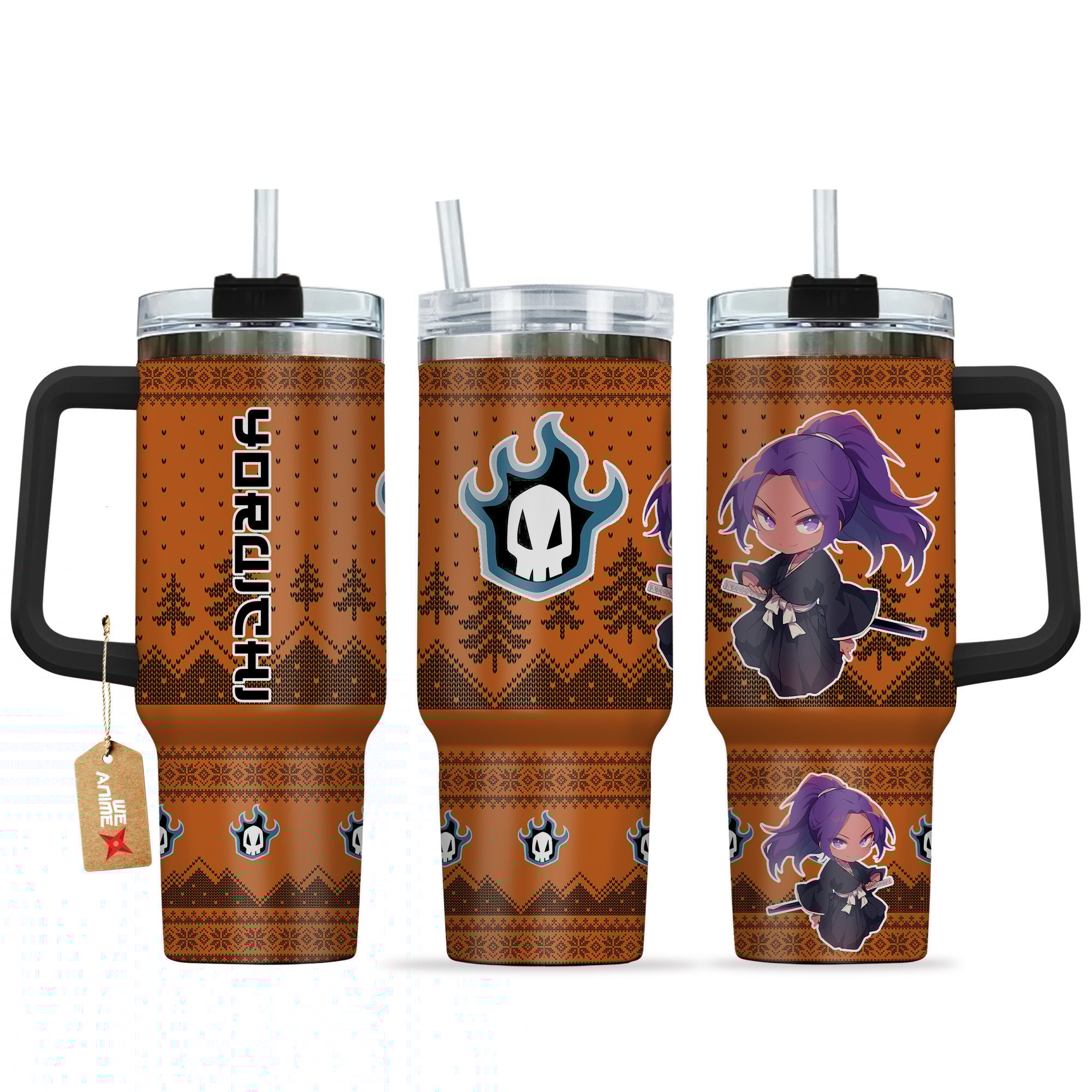 Hydratemerch Yoruichi Shihouin Bleach Anime Custom Stanley Quencher 40oz Stainless Steel Tumbler With Handle