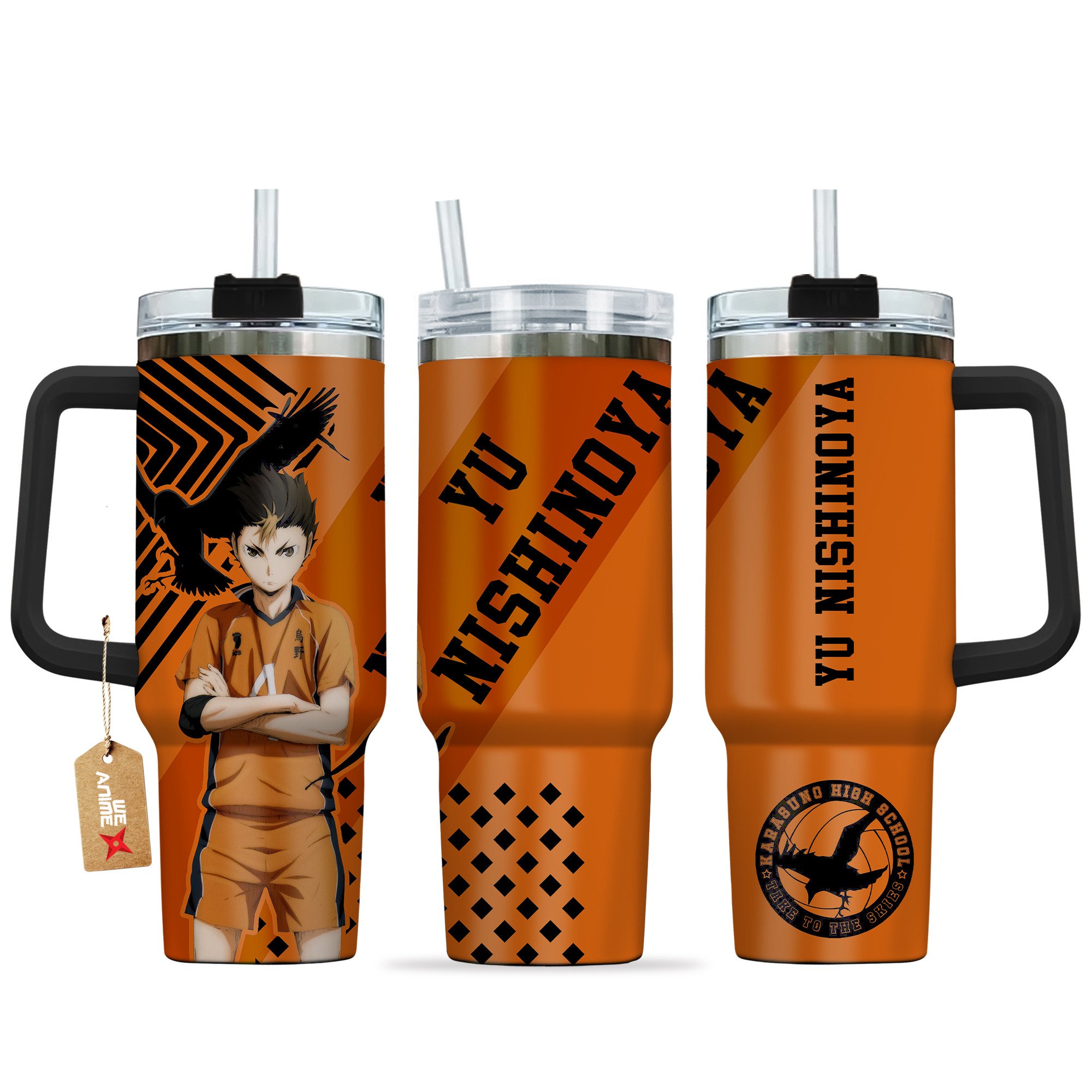 Hydratemerch Yu Nishinoya Haikyu!! Anime Custom Stanley Quencher 40oz Stainless Steel Tumbler With Handle