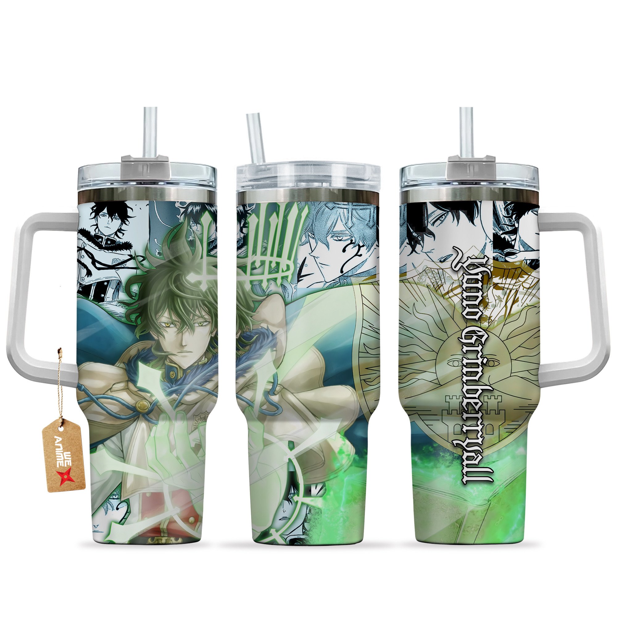 Hydratemerch Yuno Grinberryall Black Clover Anime Custom Stanley Quencher 40oz Stainless Steel Tumbler With Handle