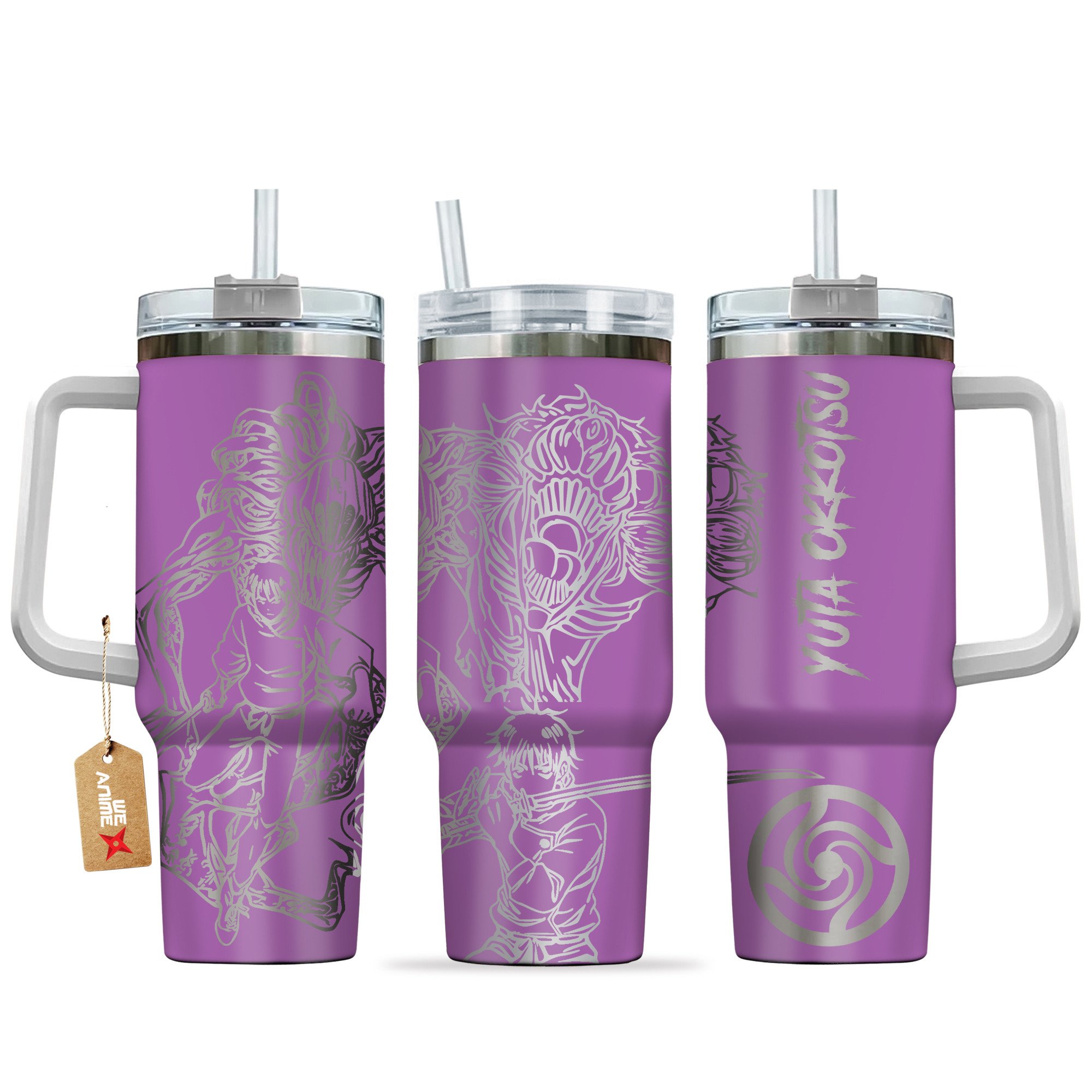 Hydratemerch Yuta Okkotsu Jujutsu Kaisen Anime Custom Stanley Quencher 40oz Stainless Steel Tumbler With Handle